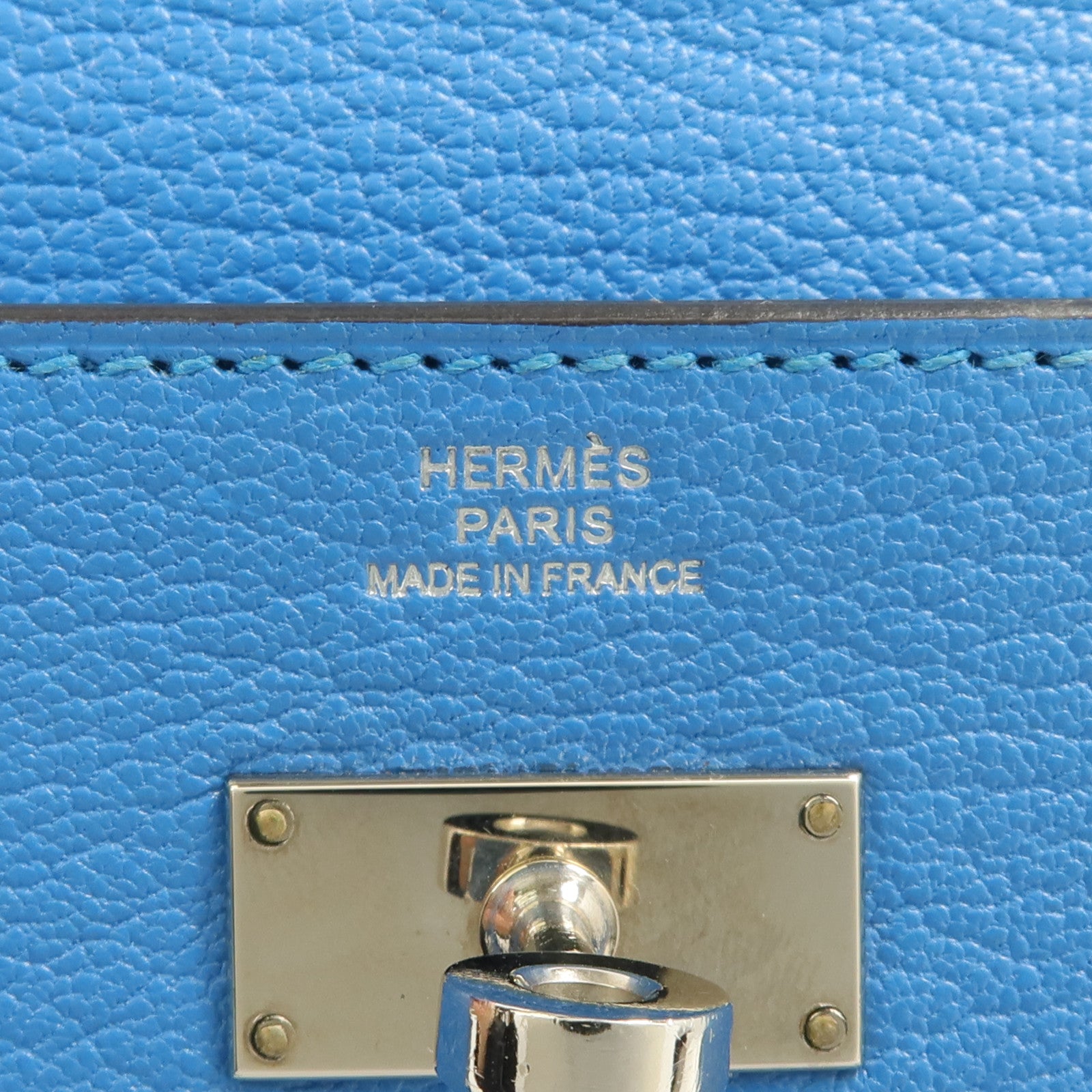 HERMES Chevre皮革Kelly wallet長錢包Bleu Zanzibar