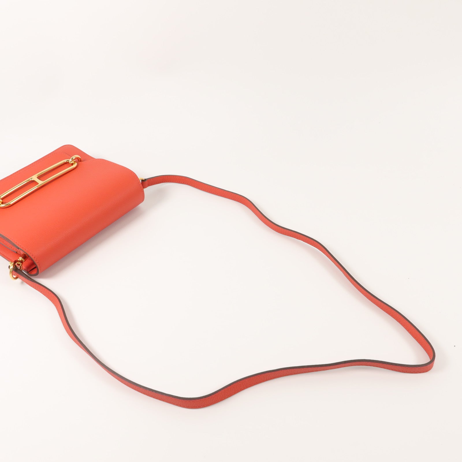 HERMES Evercolor皮革Roulis Mini肩背袋Rouge Tomate