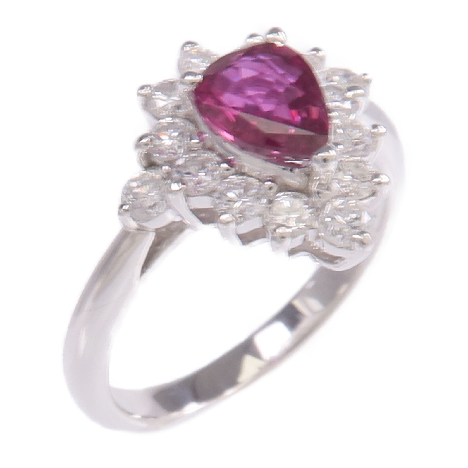 JEWELRY 【激減優惠】PT850鉑金Ruby Diamond Ring紅寶石/鑽石戒指US#5