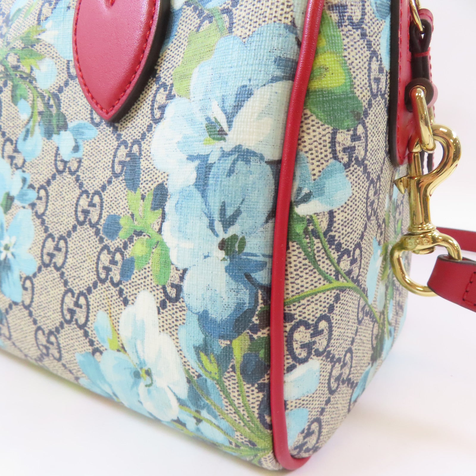GUCCI 【激減優惠】塗層帆布Floral Blooms Small GG Supreme Monogram Boston Bag金扣手挽肩背兩用袋啡色/紅色