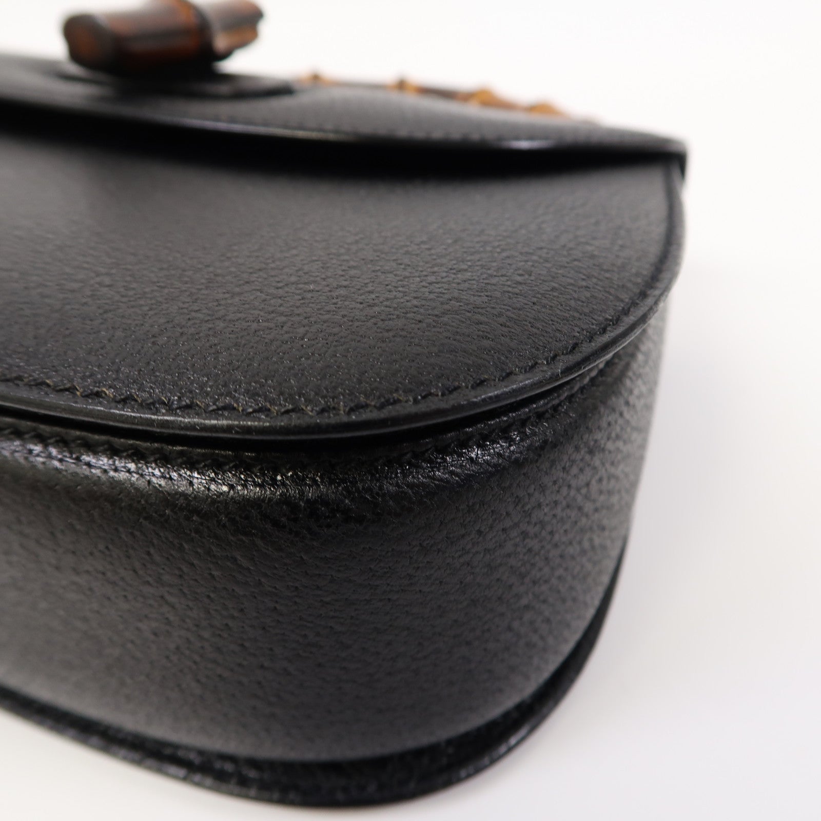 GUCCI 牛皮皮革Vintage Bamboo Bag手挽肩背兩用袋黑色