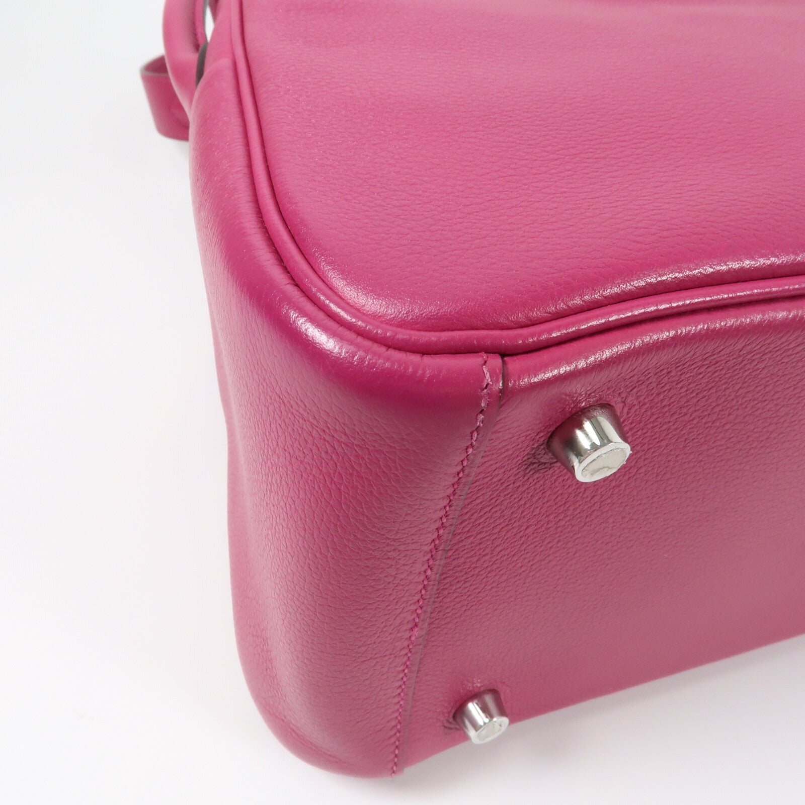 HERMES Evercolor皮革Lindy 26銀扣肩背袋Rose Purple