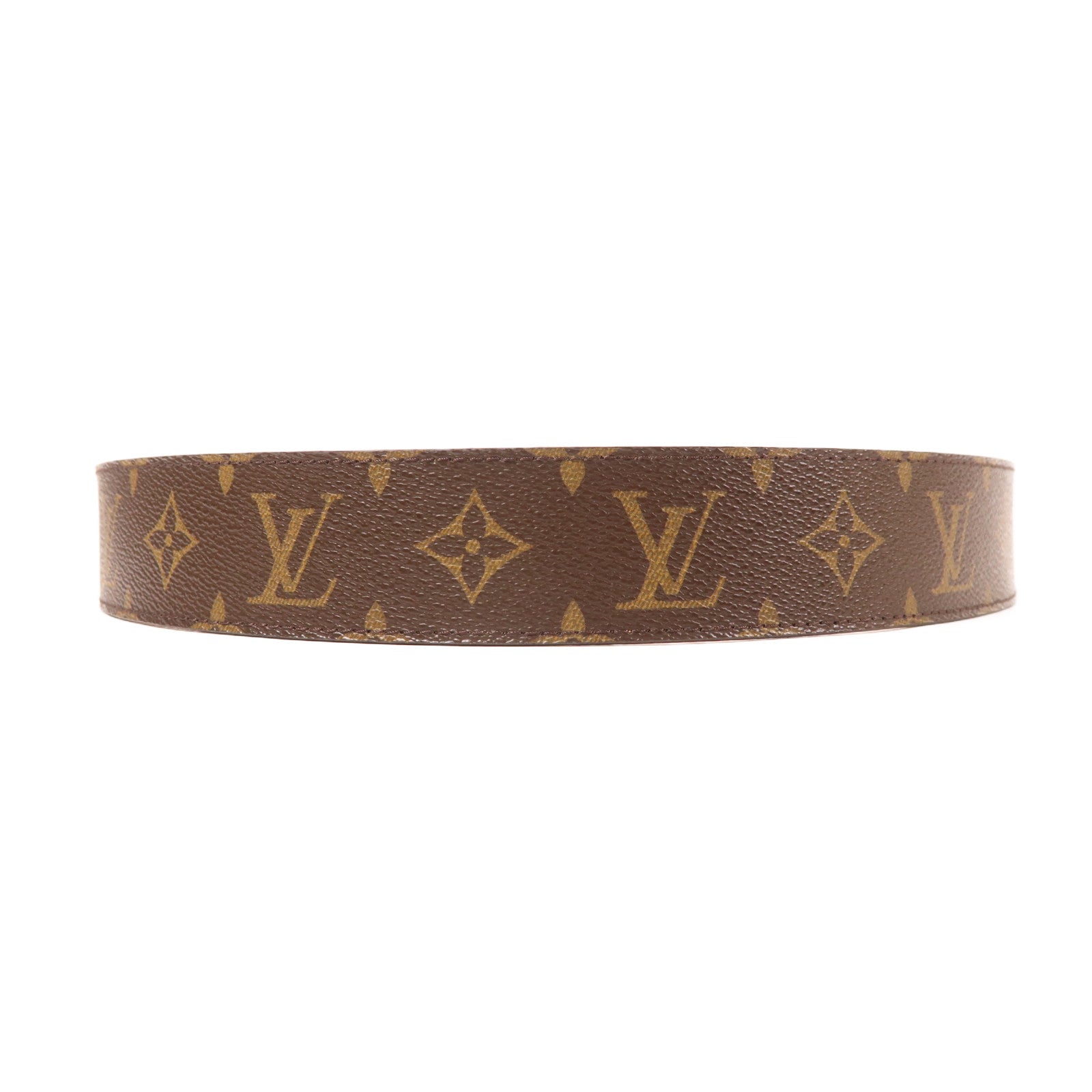 LOUIS VUITTON Monogram Initiales Belt金扣皮帶棕色