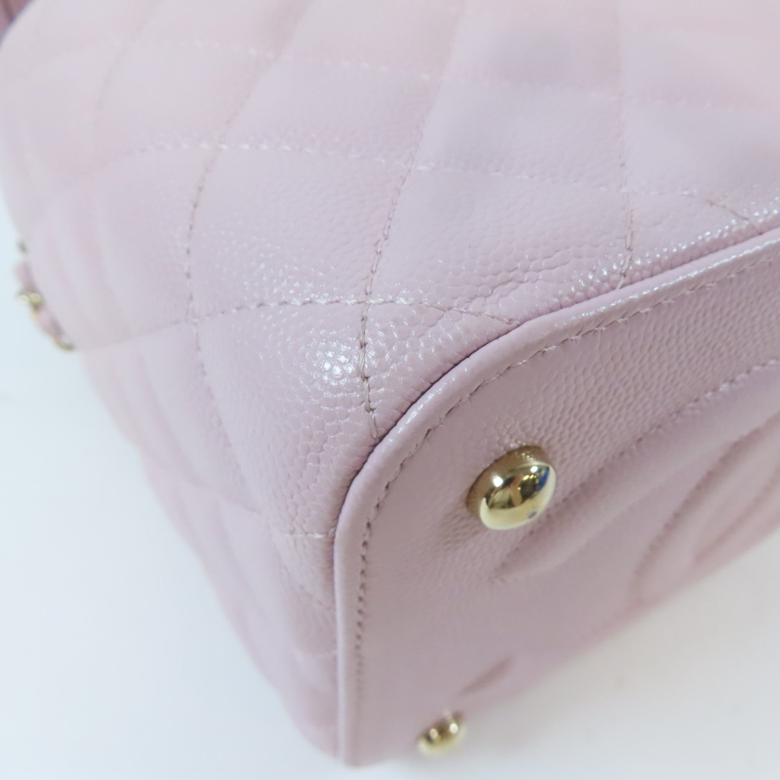 CHANEL 【激減優惠】菱格Caviar皮革Vanity Case金扣手挽肩背兩用袋粉紅色