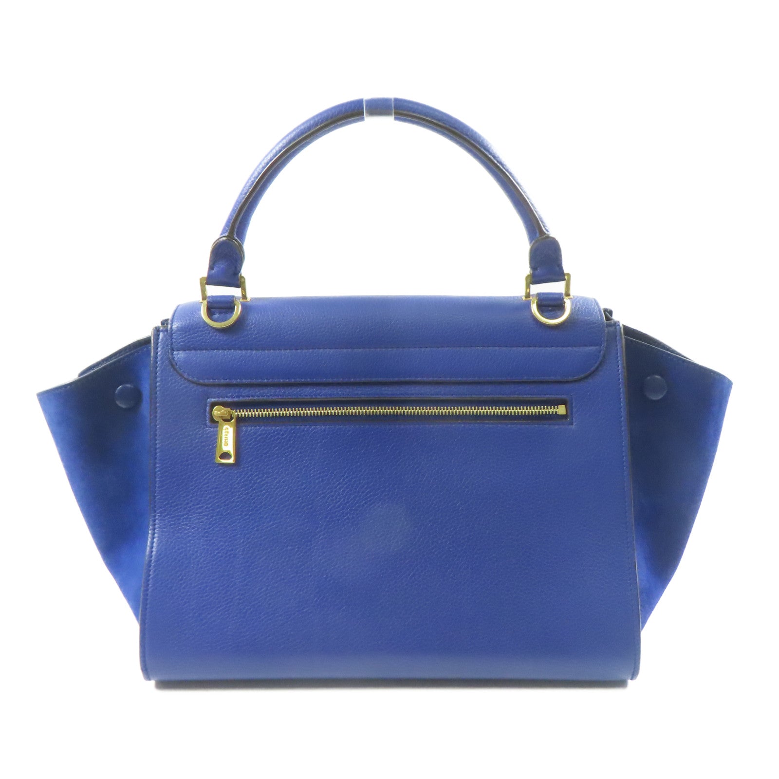 CELINE 牛皮皮革Trapeze MM金扣手挽肩背兩用袋藍色