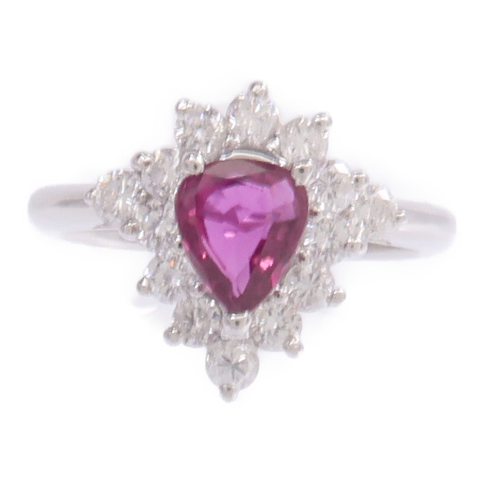 JEWELRY 【激減優惠】PT850鉑金Ruby Diamond Ring紅寶石/鑽石戒指US#5