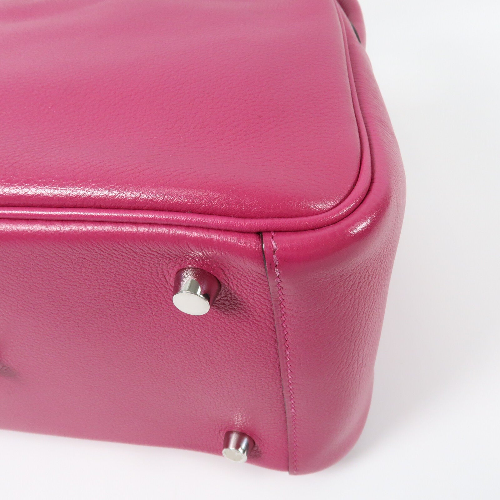 HERMES Evercolor皮革Lindy 26銀扣肩背袋Rose Purple
