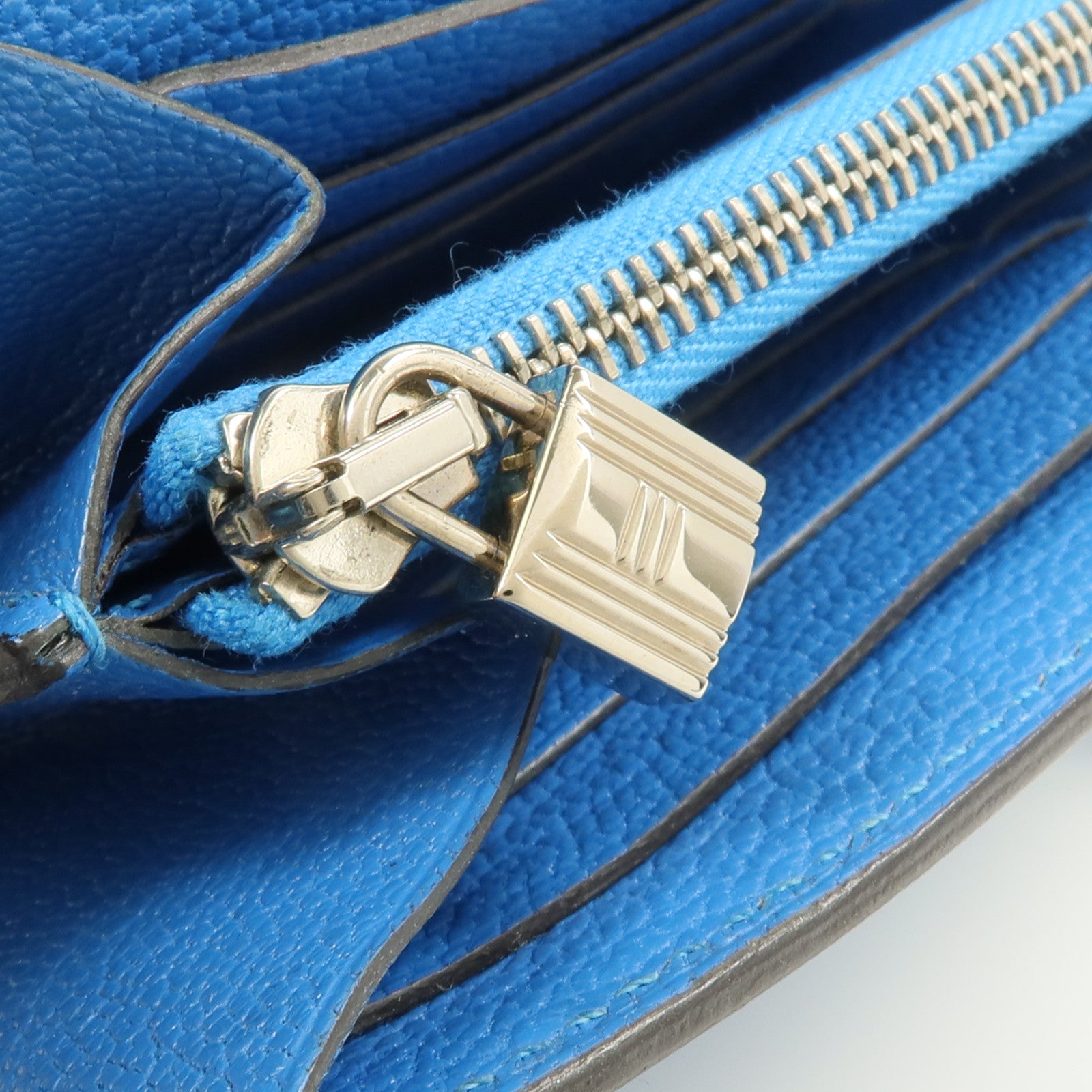 HERMES Chevre皮革Kelly wallet長錢包Bleu Zanzibar