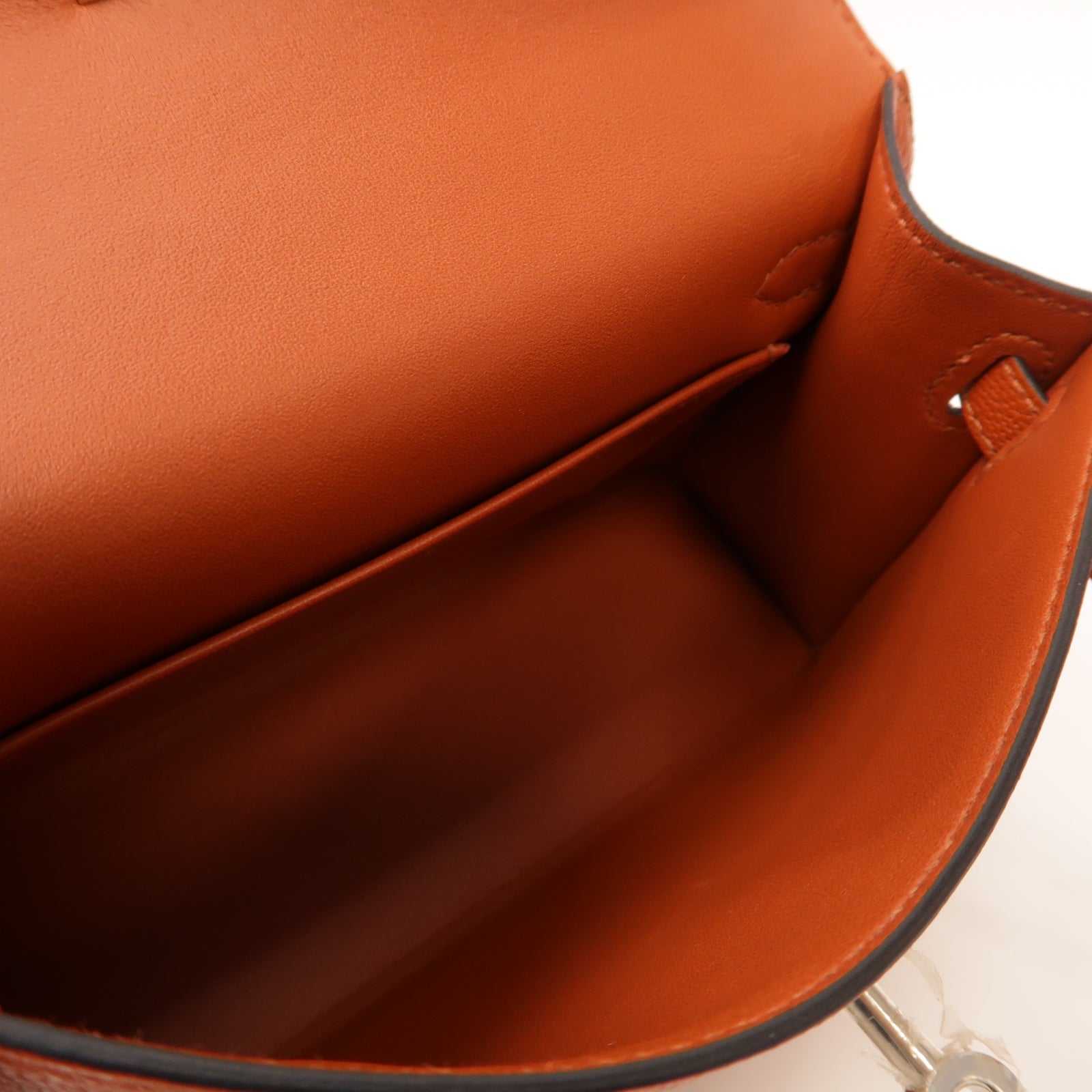 HERMES 【激減優惠】Chevre皮革Mini Kelly II銀扣手挽肩背兩用袋啡色