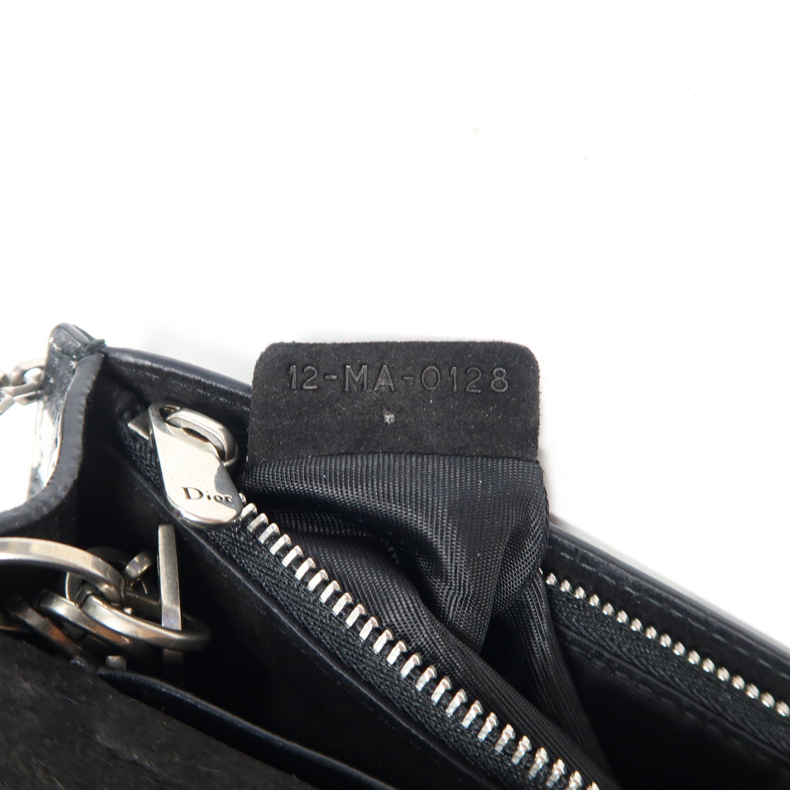 Dior 牛皮皮革Wallet On Chain銀扣鏈帶肩背袋黑色/白色