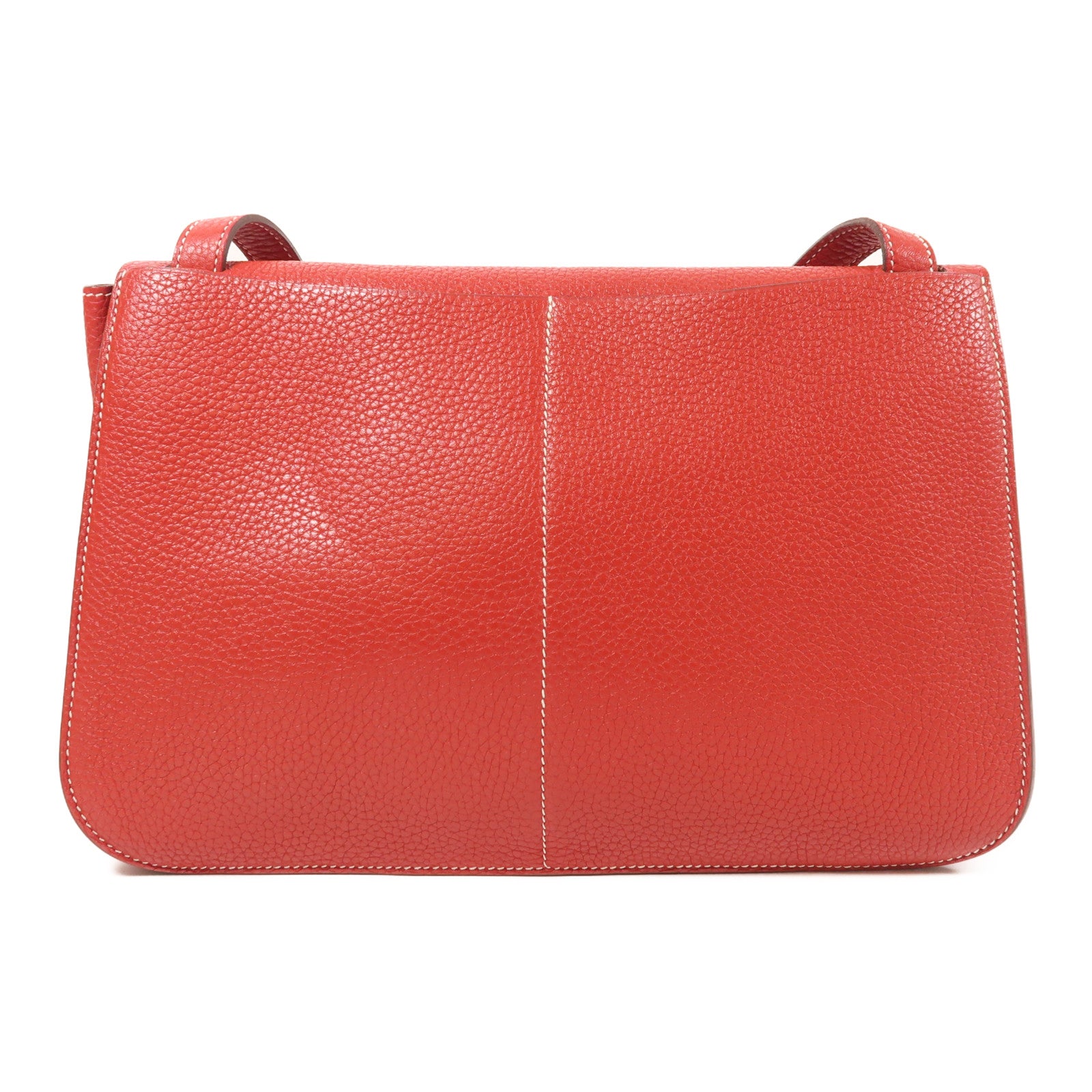 HERMES Togo皮革Halzan 31銀扣手挽肩背兩用袋Rouge Casaque