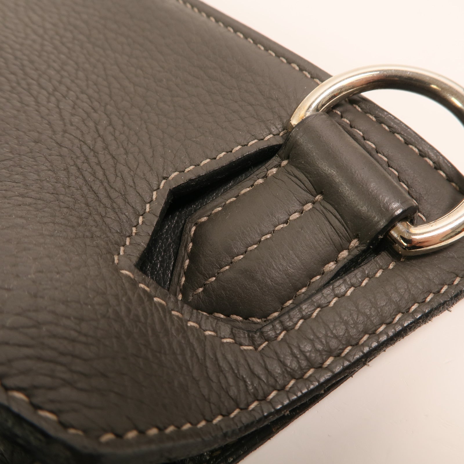 HERMES Togo皮革Jypesiere 37銀扣肩背袋Etain