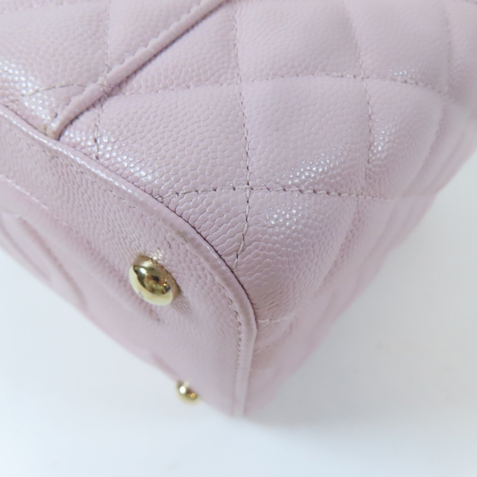 CHANEL 【激減優惠】菱格Caviar皮革Vanity Case金扣手挽肩背兩用袋粉紅色