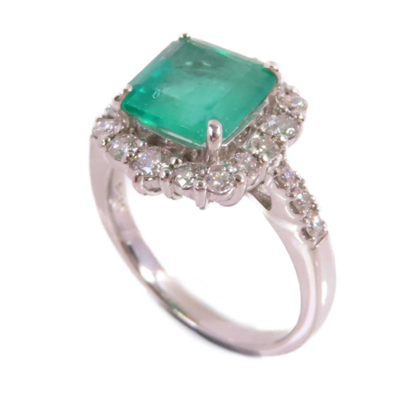 JEWELRY PT950鉑金/2.21ct綠寶石/0.65ct鑚石Emerald Diamond Ring戒指US#5.75