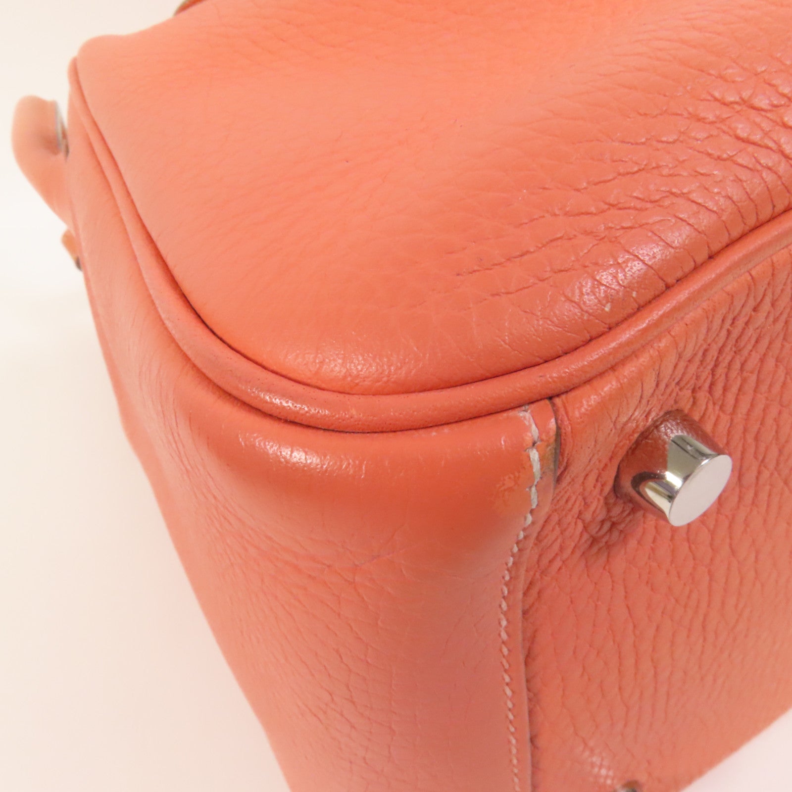 HERMES Clemence皮革Lindy 26銀扣手挽肩背兩用袋Flamingo