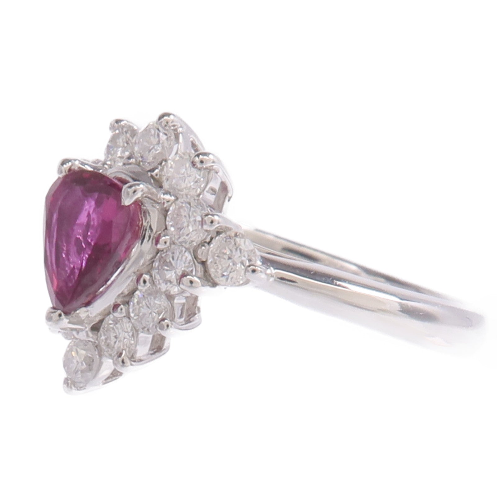 JEWELRY 【激減優惠】PT850鉑金Ruby Diamond Ring紅寶石/鑽石戒指US#5