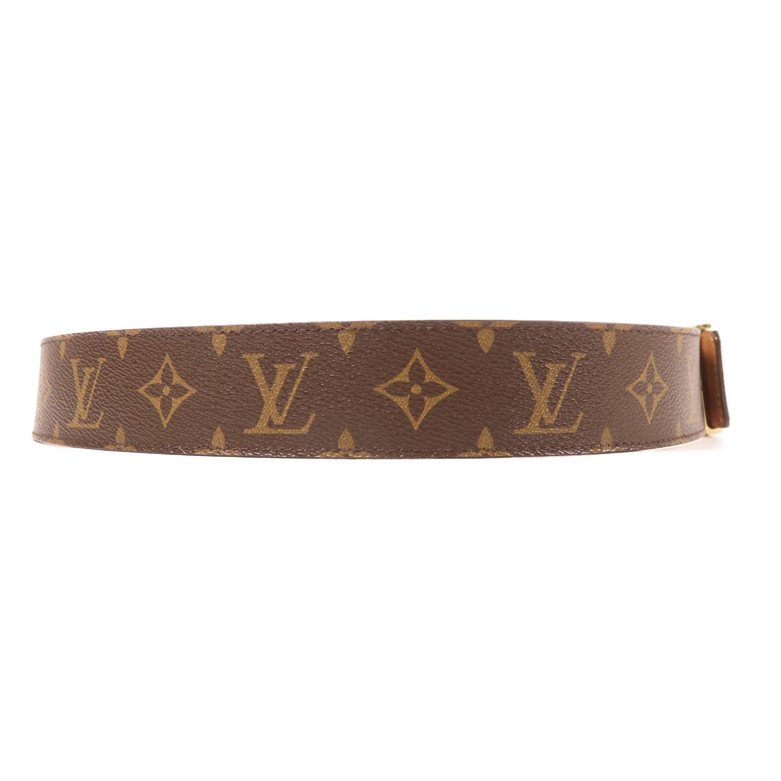 LOUIS VUITTON Monogram Initiales Belt金扣皮帶棕色