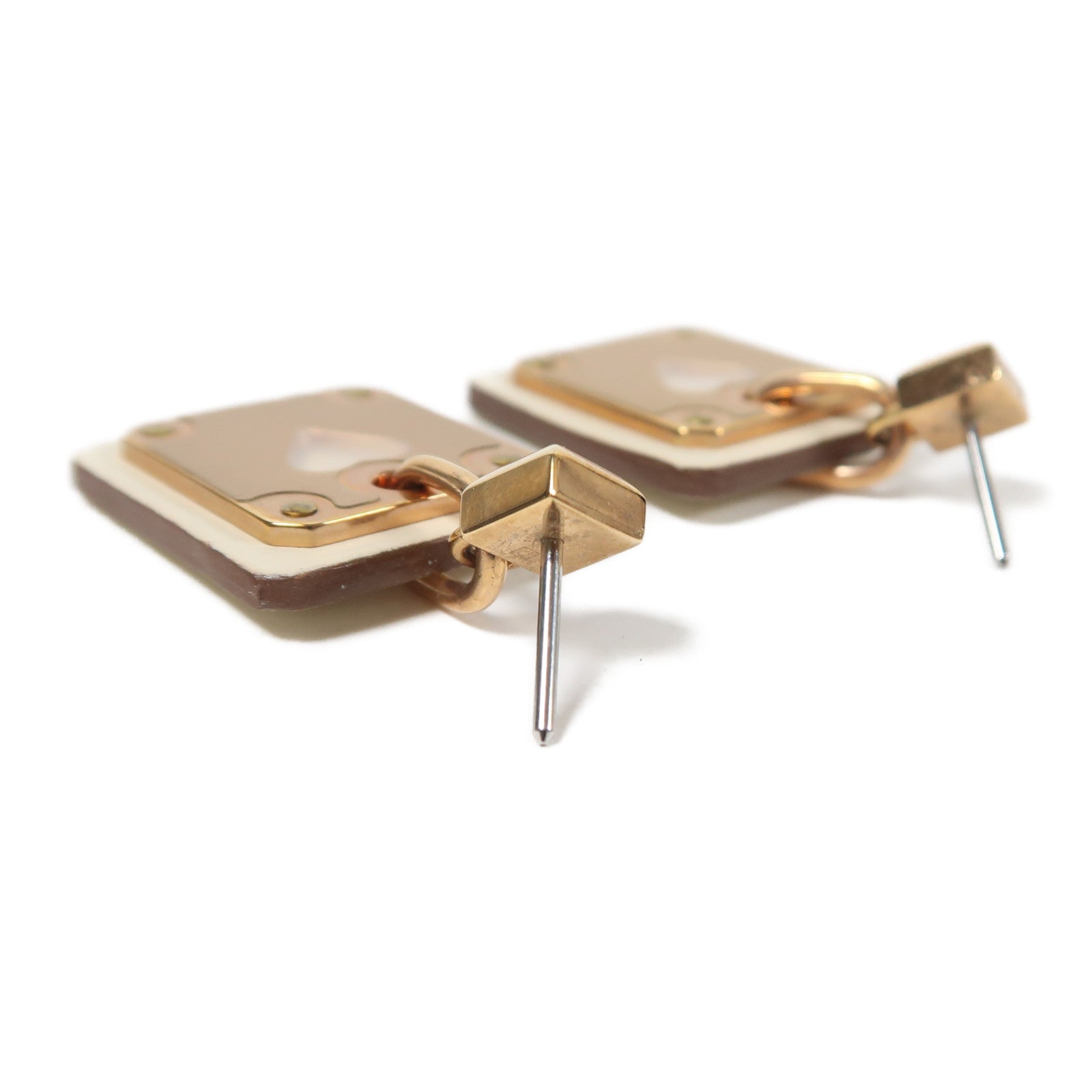 HERMES 【激減優惠】金屬Earrings耳環金色/米色