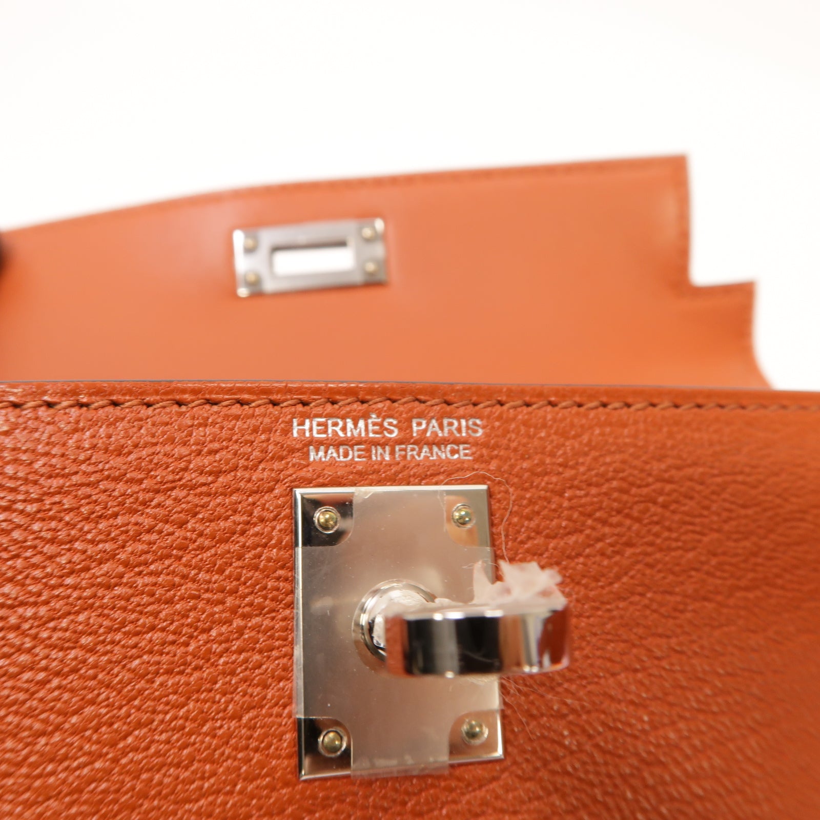HERMES 【激減優惠】Chevre皮革Mini Kelly II銀扣手挽肩背兩用袋啡色