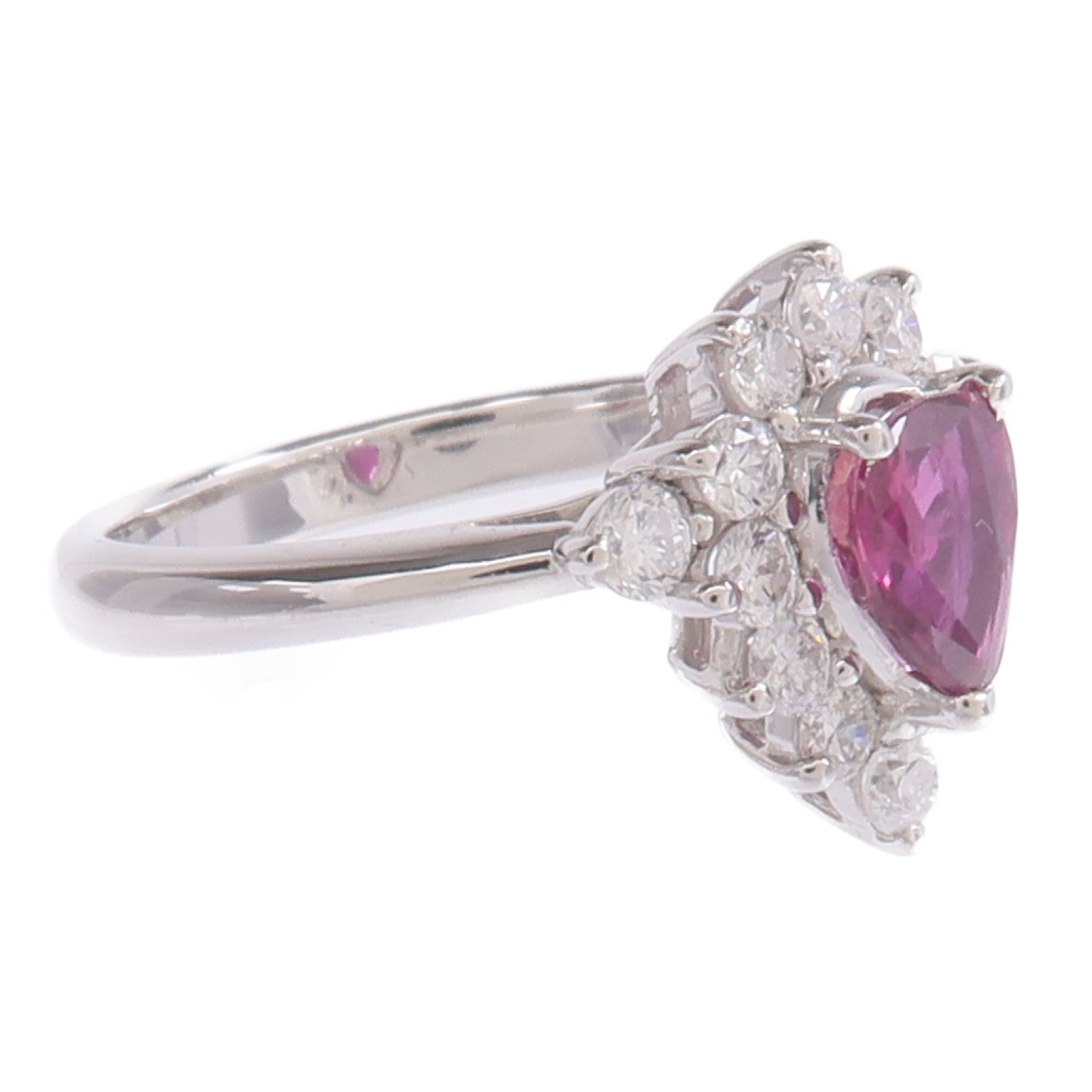 JEWELRY 【激減優惠】PT850鉑金Ruby Diamond Ring紅寶石/鑽石戒指US#5