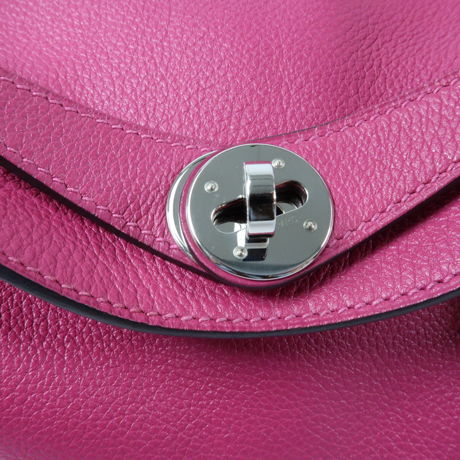 HERMES Evercolor皮革Lindy 26銀扣肩背袋Rose Purple