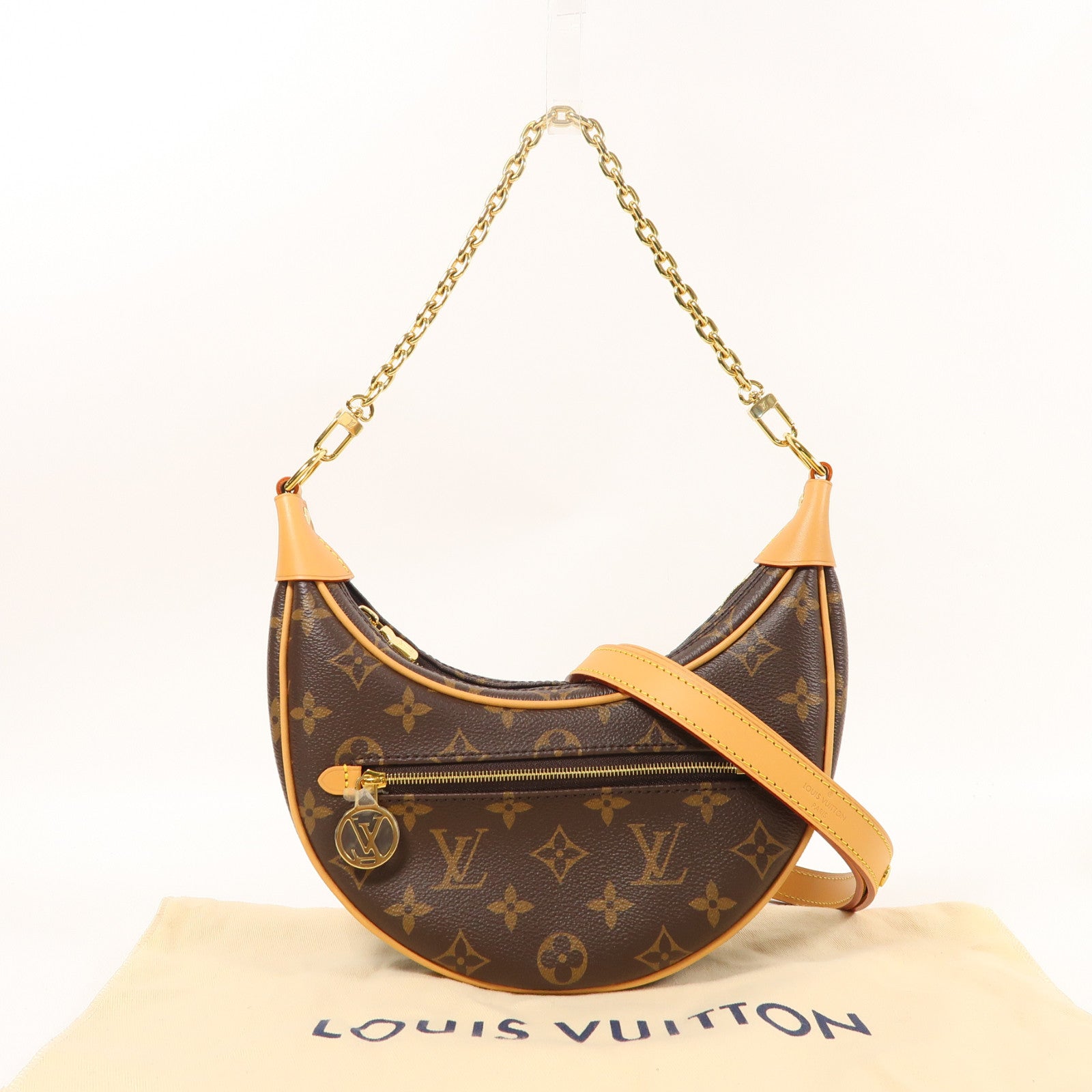 LOUIS VUITTON Monogram Loop PM金扣手挽肩背兩用袋啡色