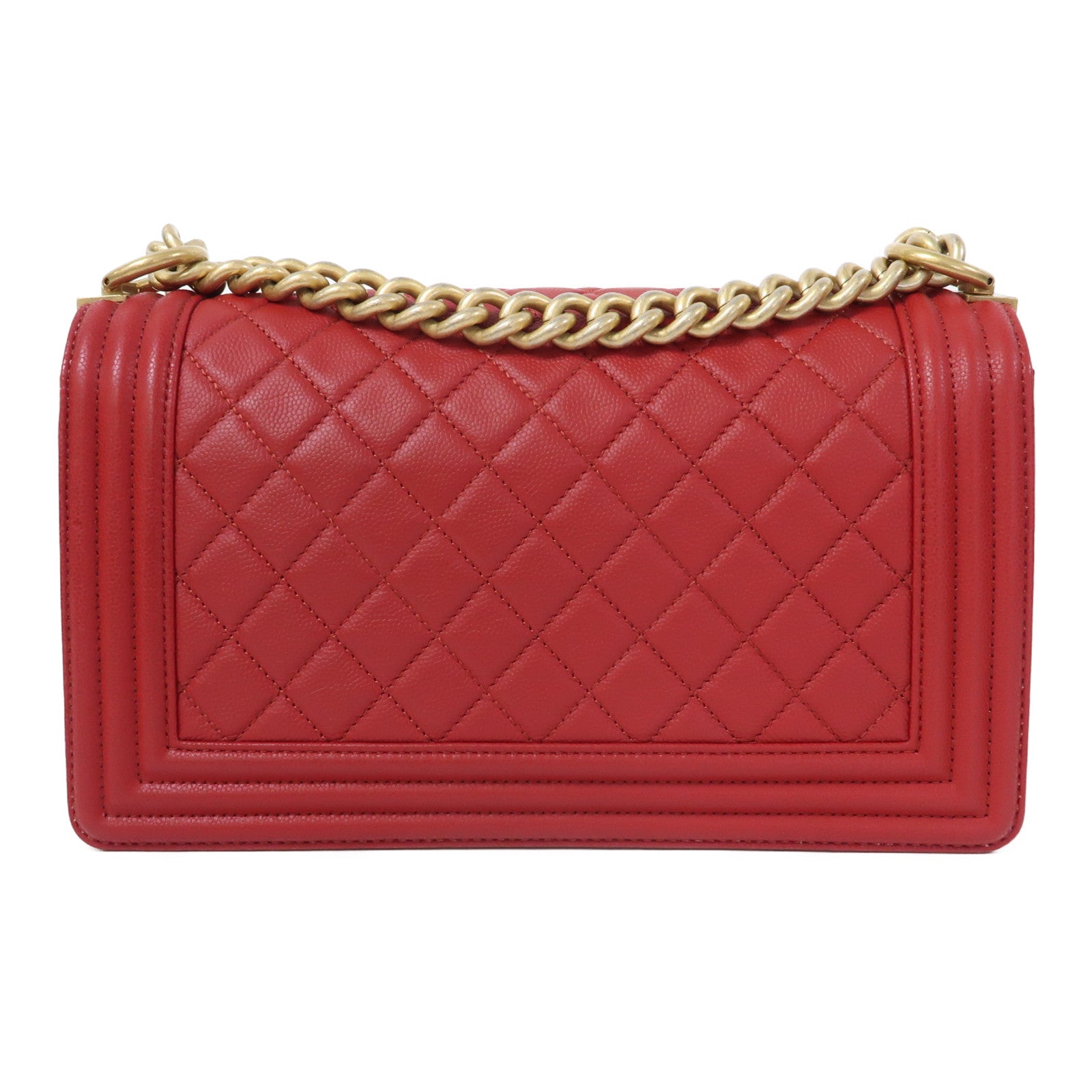 CHANEL 【激減優惠】菱格Caviar皮革Chain Shoulder Bag金扣鏈帶肩背袋紅色