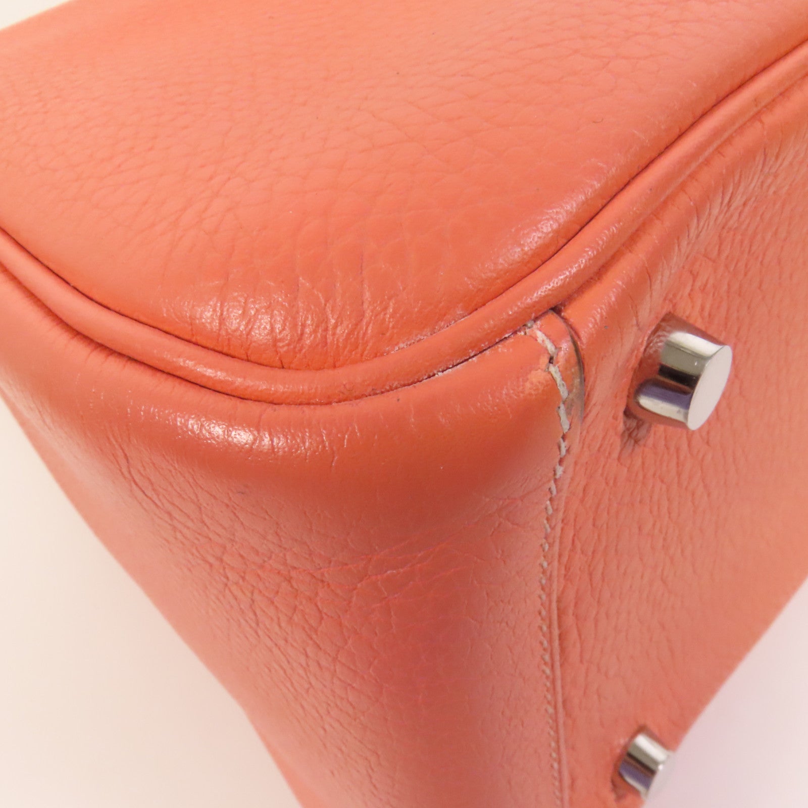 HERMES Clemence皮革Lindy 26銀扣手挽肩背兩用袋Flamingo