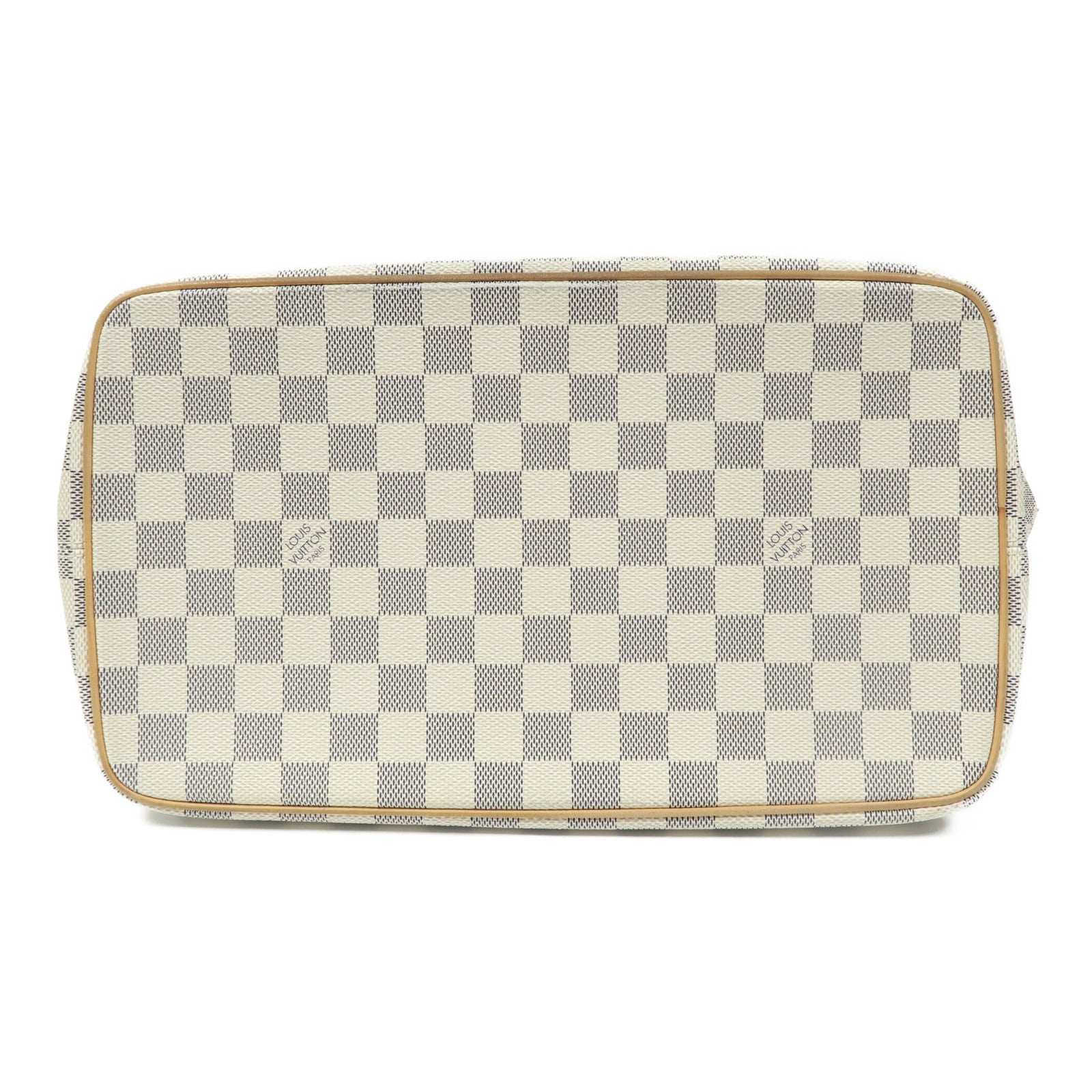 LOUIS VUITTON Damier Azur Saleya MM金扣肩背袋白色