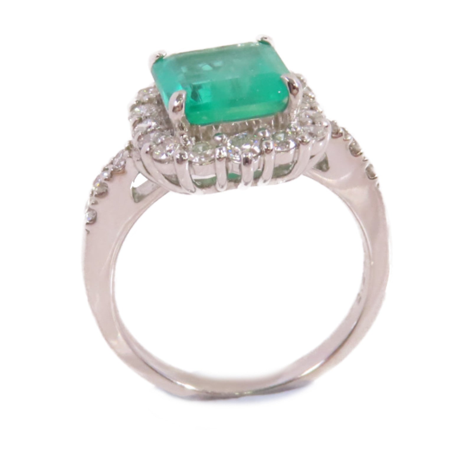 JEWELRY PT950鉑金/2.21ct綠寶石/0.65ct鑚石Emerald Diamond Ring戒指US#5.75