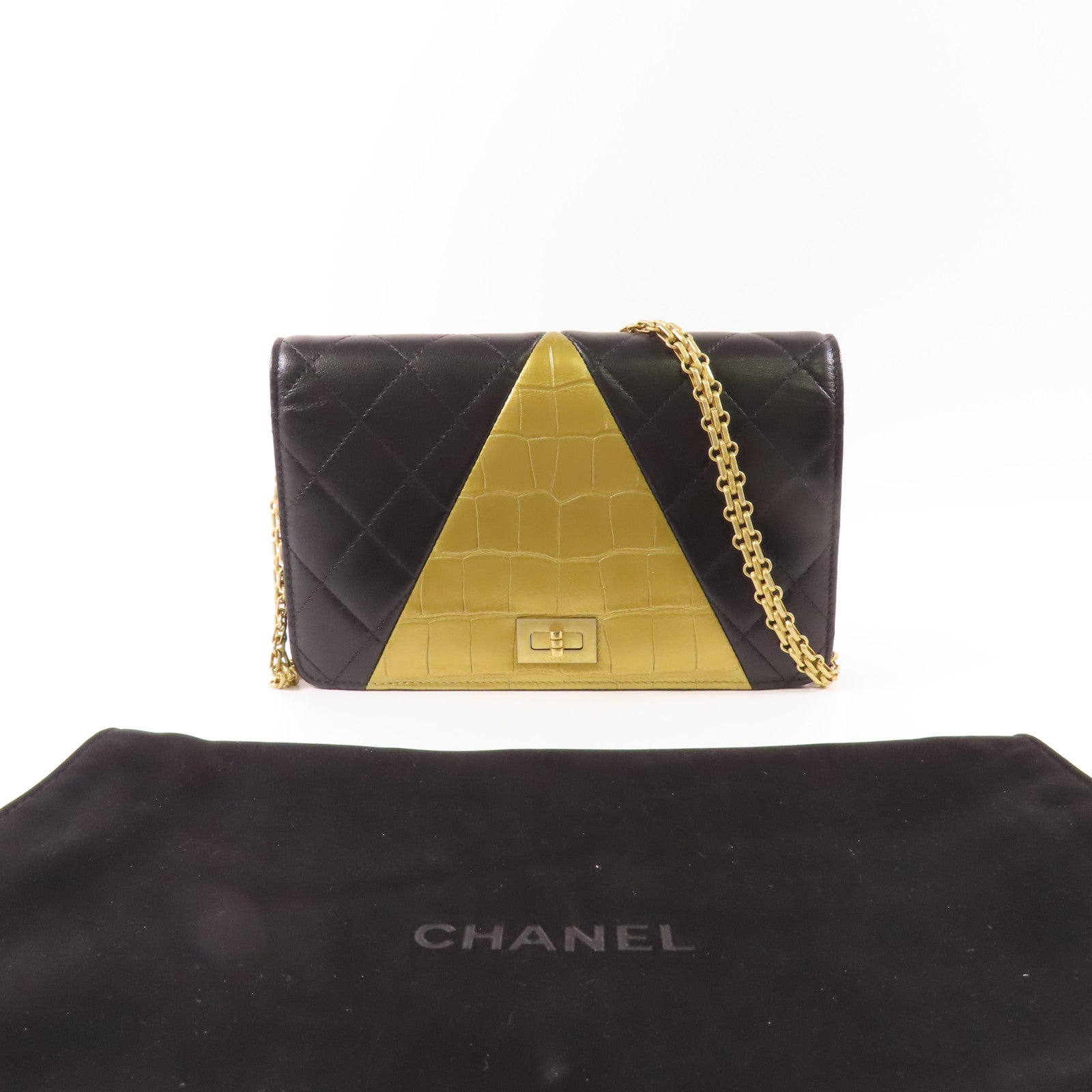 CHANEL 牛皮/羊皮皮革2.55金扣鏈帶肩背袋