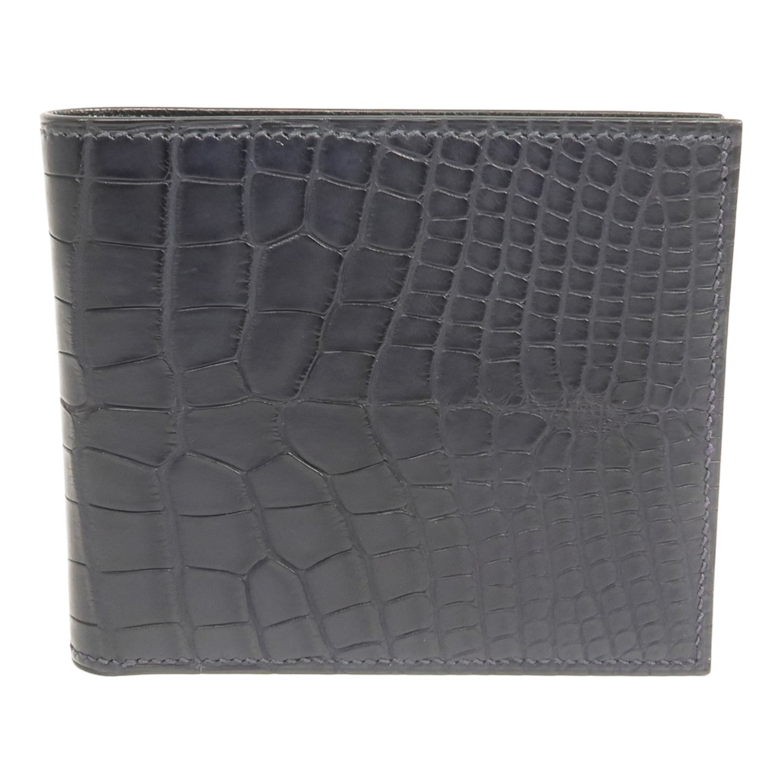 HERMES Alligator Mat皮革MC2 Copernic Wallet錢包Noir/Bleu Indigo/Bleu Marine