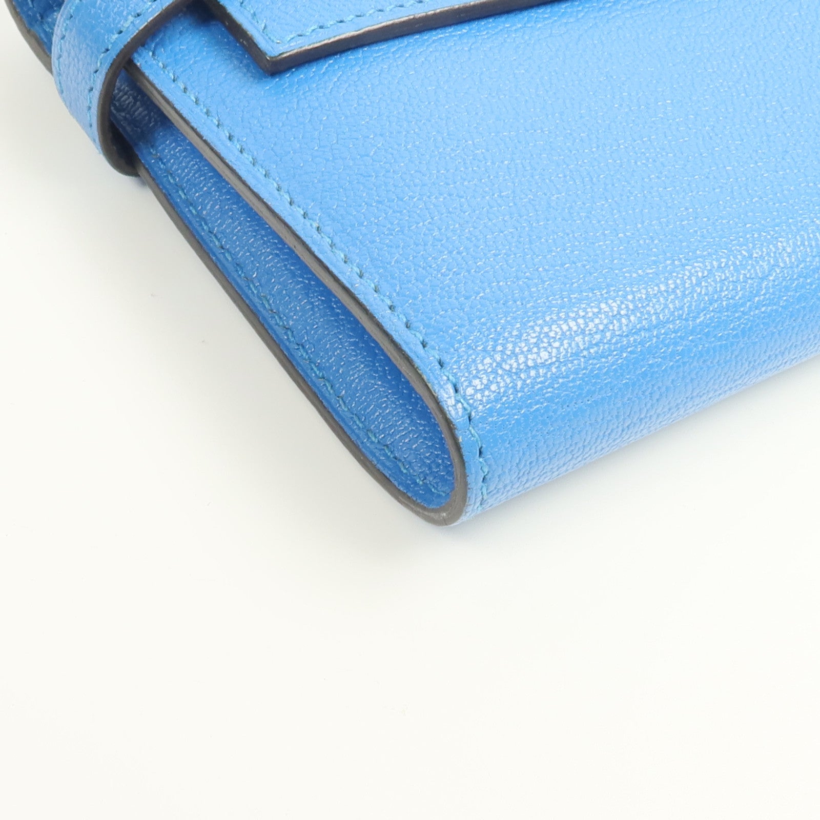HERMES Chevre皮革Kelly wallet長錢包Bleu Zanzibar