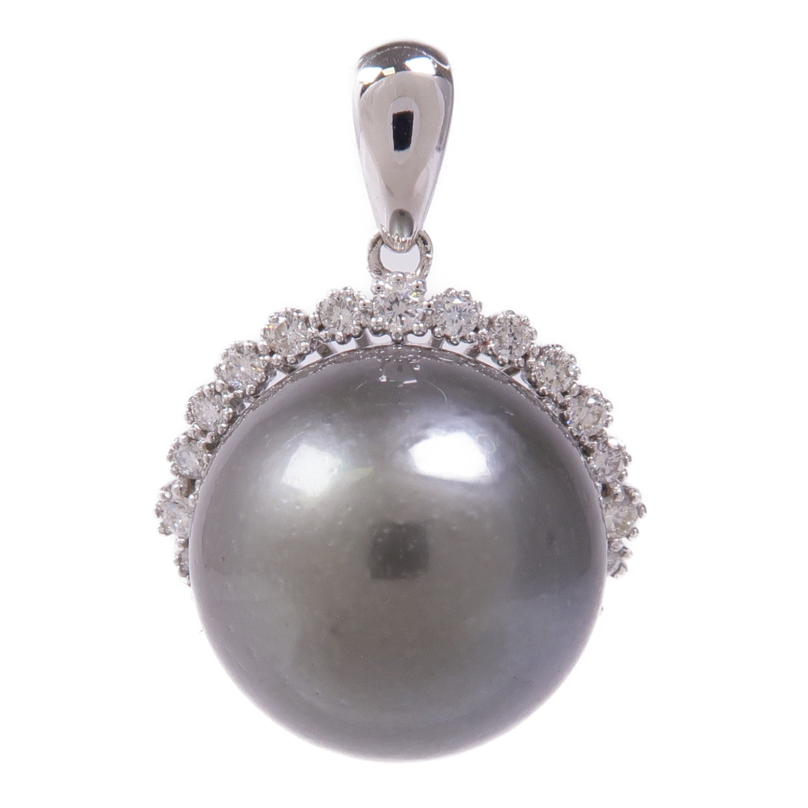 JEWELRY 18K白金Pearl/Diamond Pendant Top珍珠/鑽石吊墜