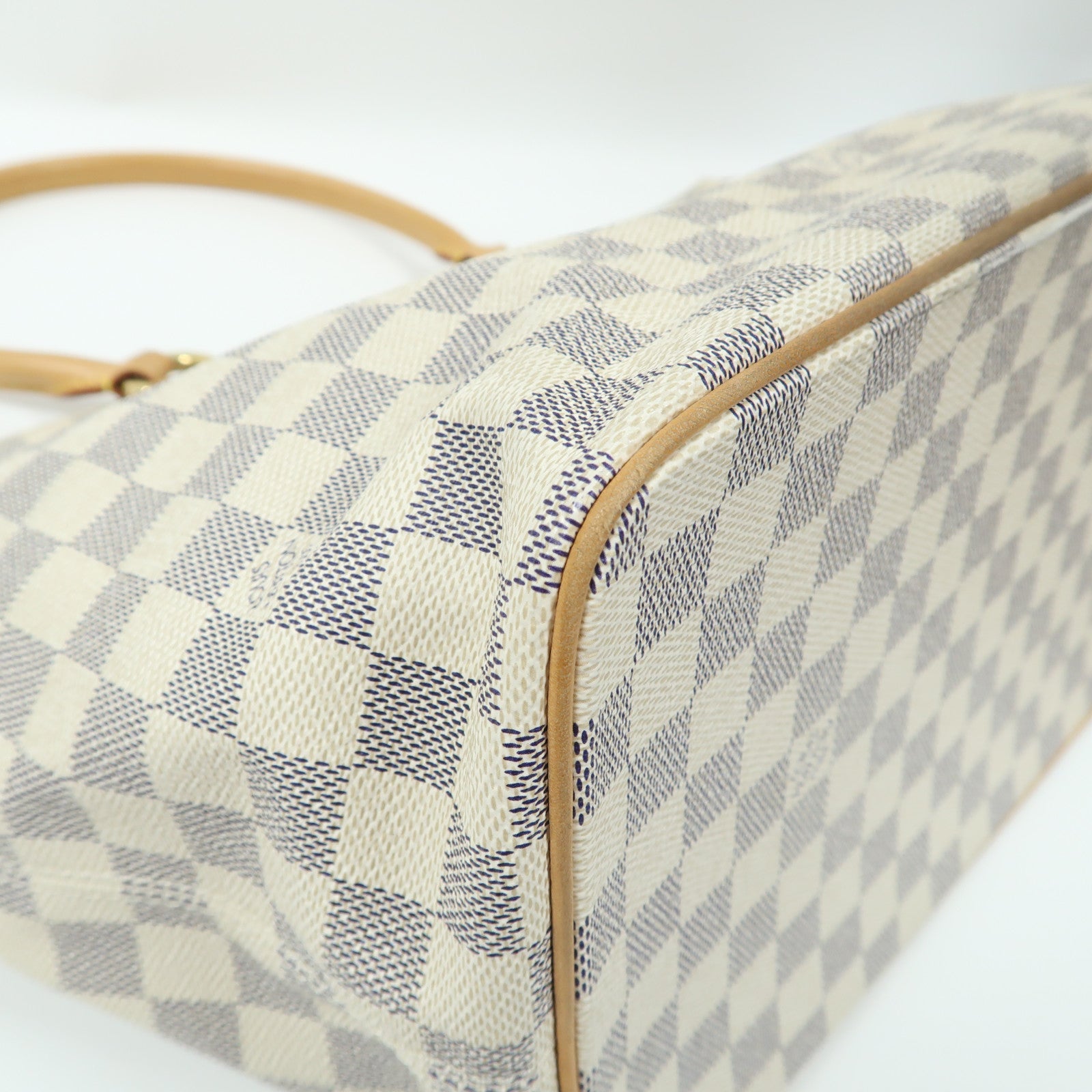 LOUIS VUITTON Damier Azur Saleya MM金扣肩背袋白色