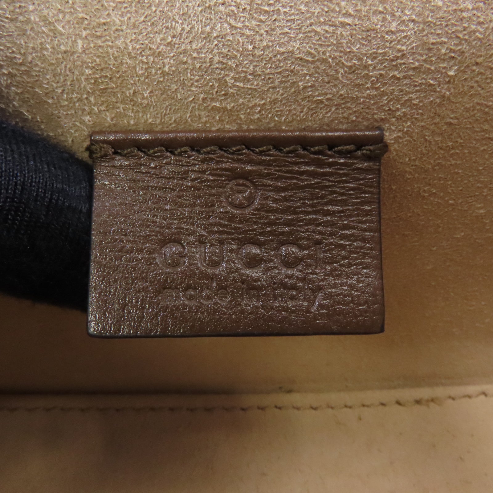 GUCCI 塗層帆布Horsebit 1955 Mini金扣肩背袋啡色