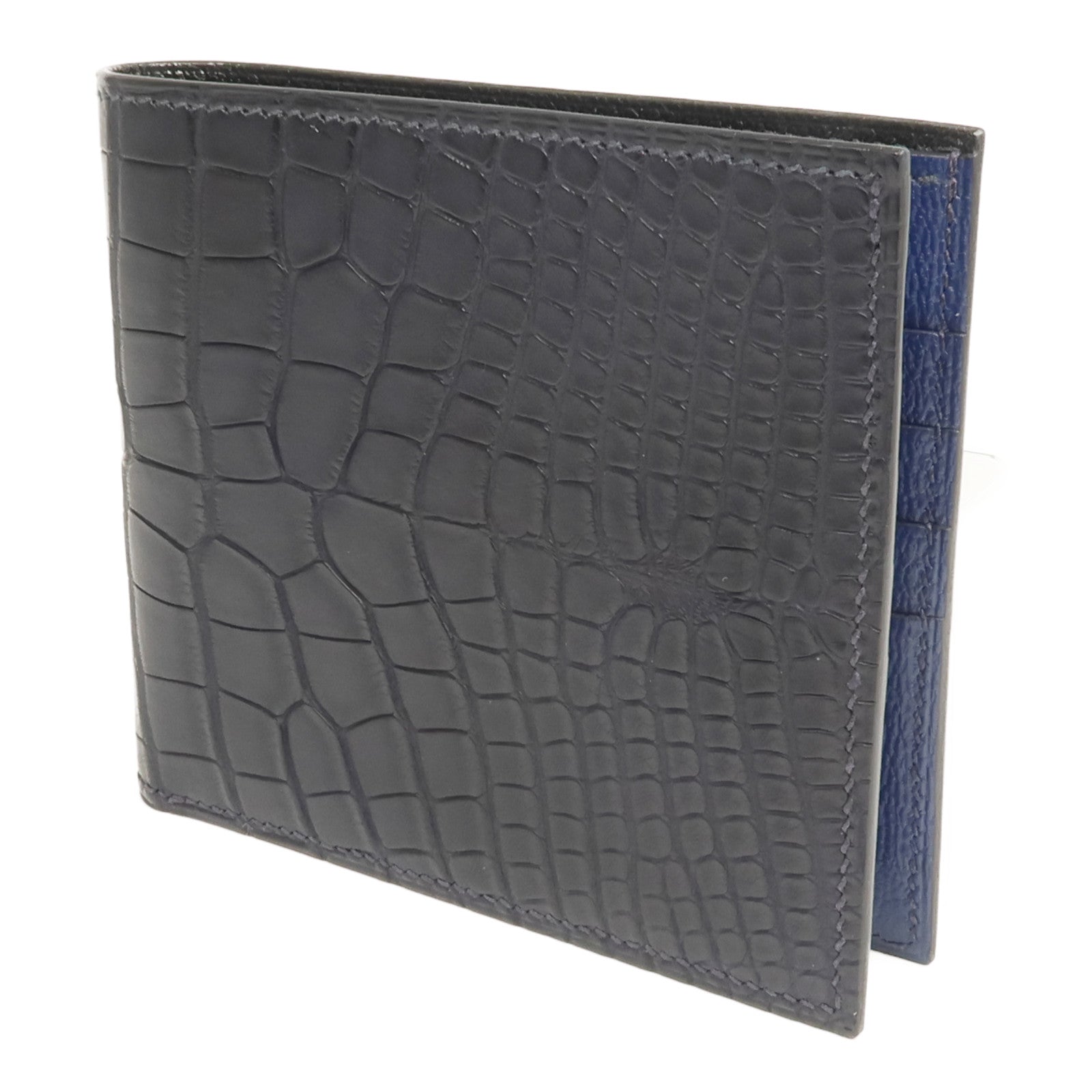 HERMES Alligator Mat皮革MC2 Copernic Wallet錢包Noir/Bleu Indigo/Bleu Marine