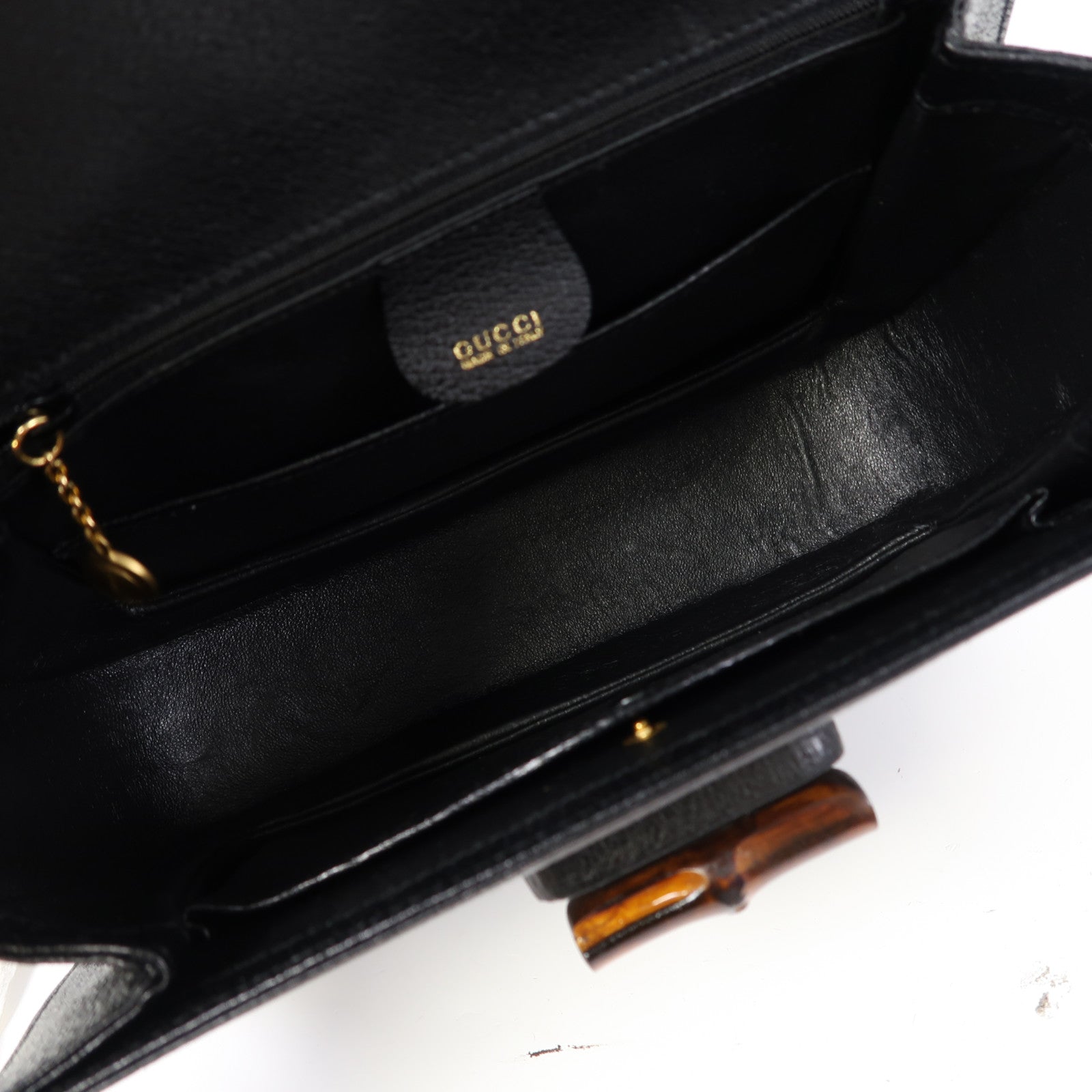 GUCCI 牛皮皮革Vintage Bamboo Bag手挽肩背兩用袋黑色