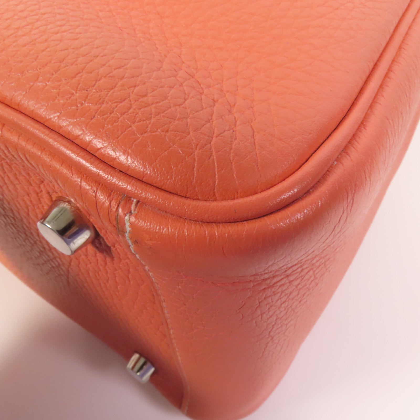 HERMES Clemence皮革Lindy 26銀扣手挽肩背兩用袋Flamingo