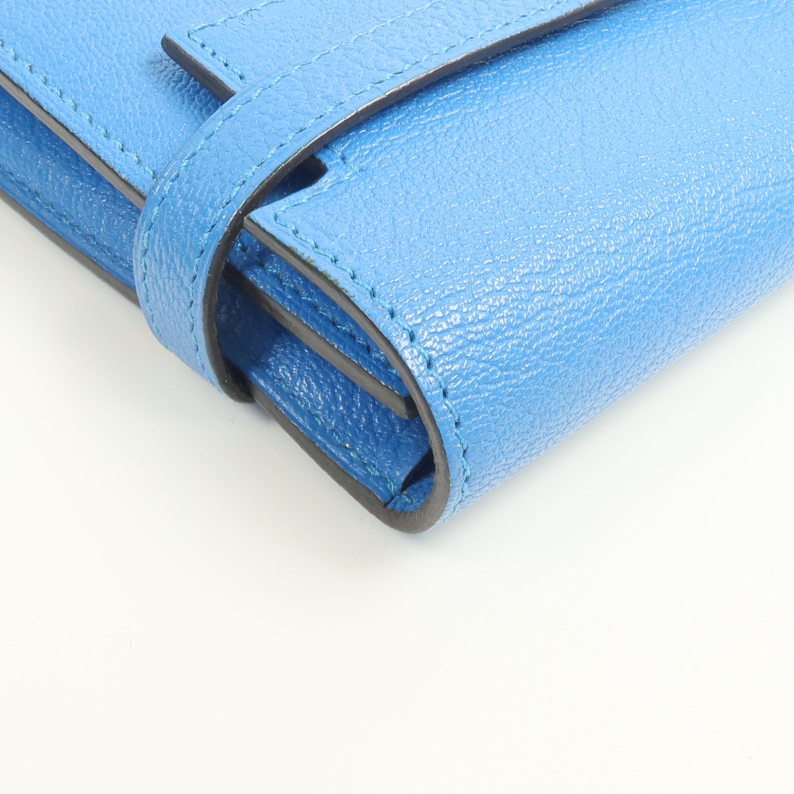 HERMES Chevre皮革Kelly wallet長錢包Bleu Zanzibar