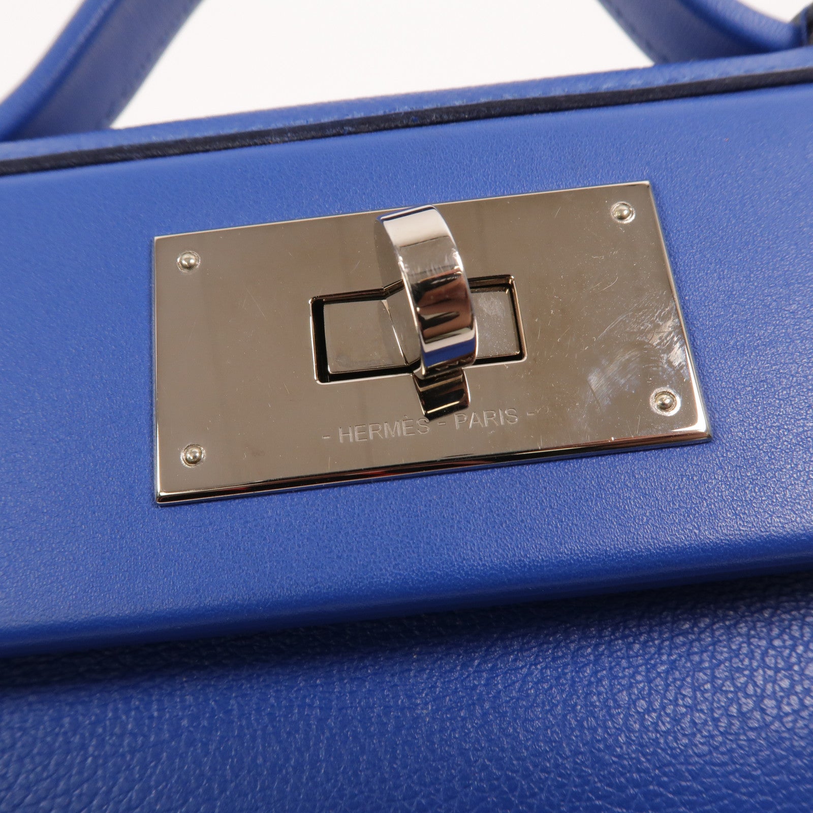 HERMES Evercolor皮革24/24 Mini手挽肩背兩用袋Bleu France