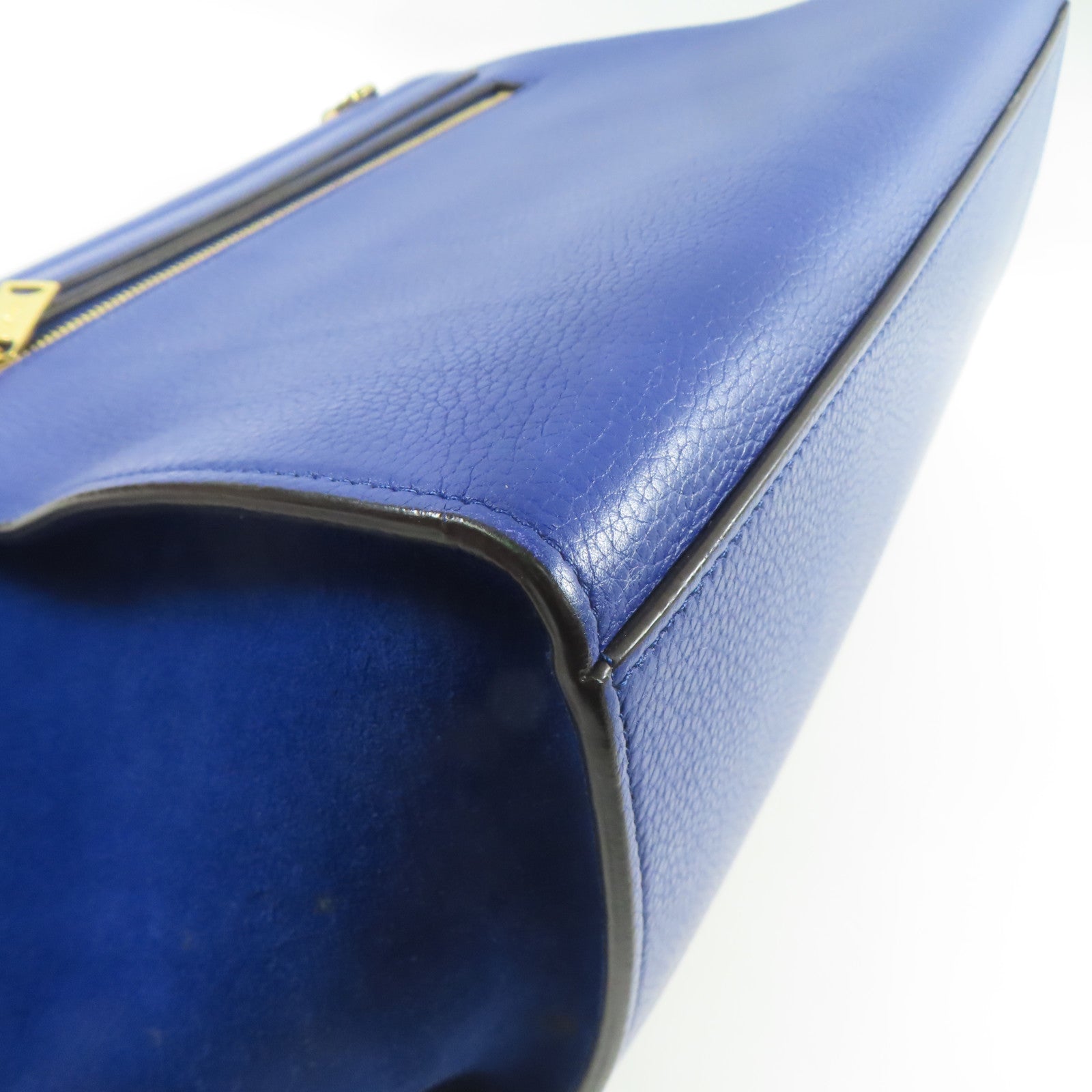 CELINE 牛皮皮革Trapeze MM金扣手挽肩背兩用袋藍色