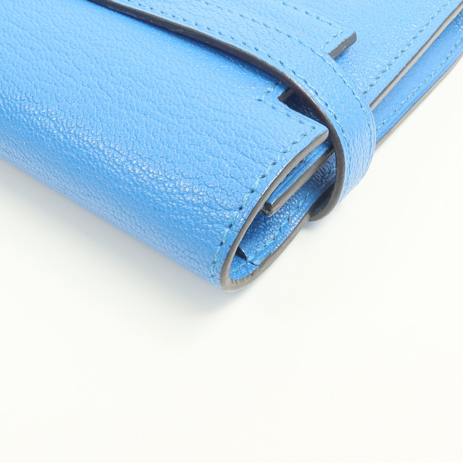 HERMES Chevre皮革Kelly wallet長錢包Bleu Zanzibar