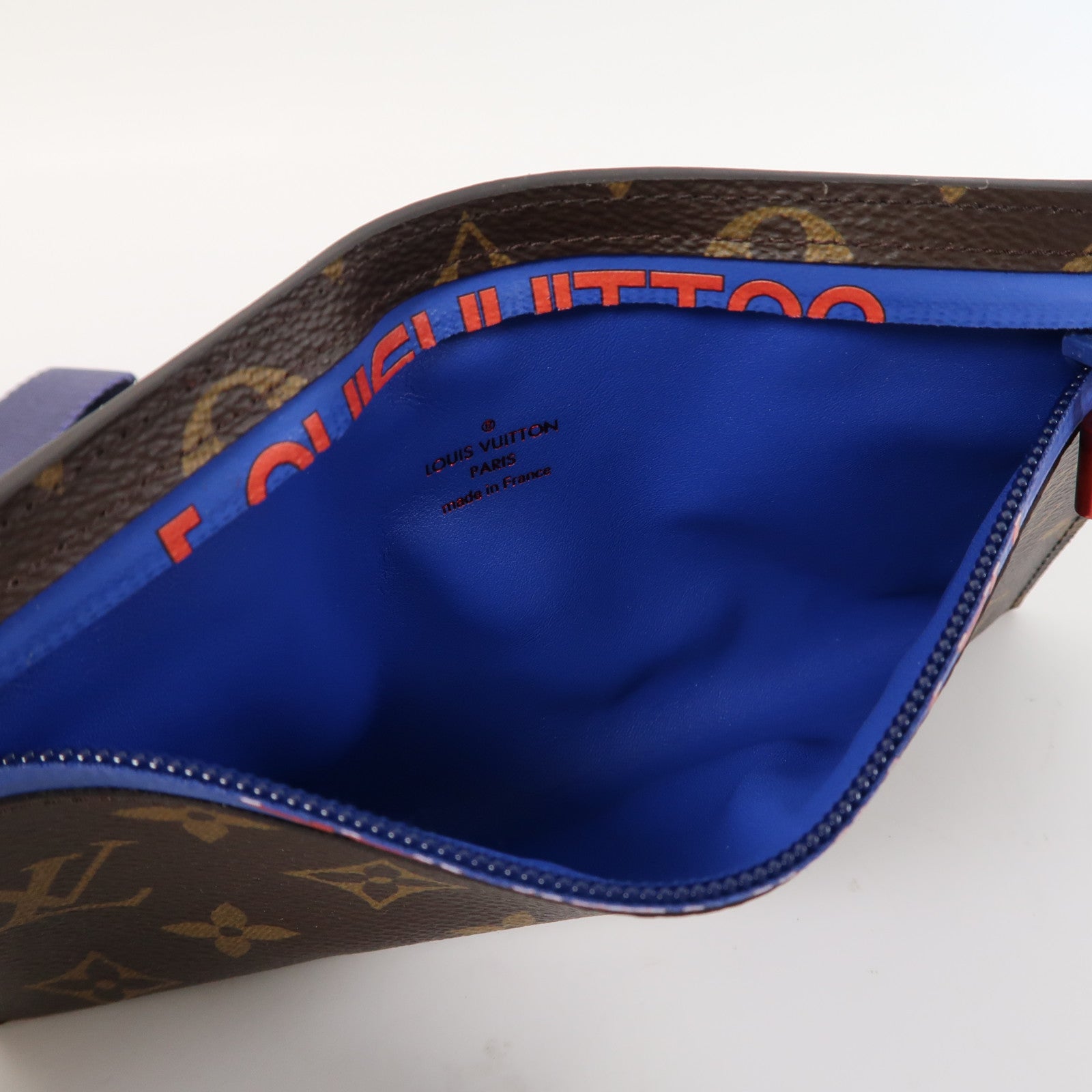 LOUIS VUITTON 【激減優惠】Monogram Ribbon Pouch手拿包啡色/藍色