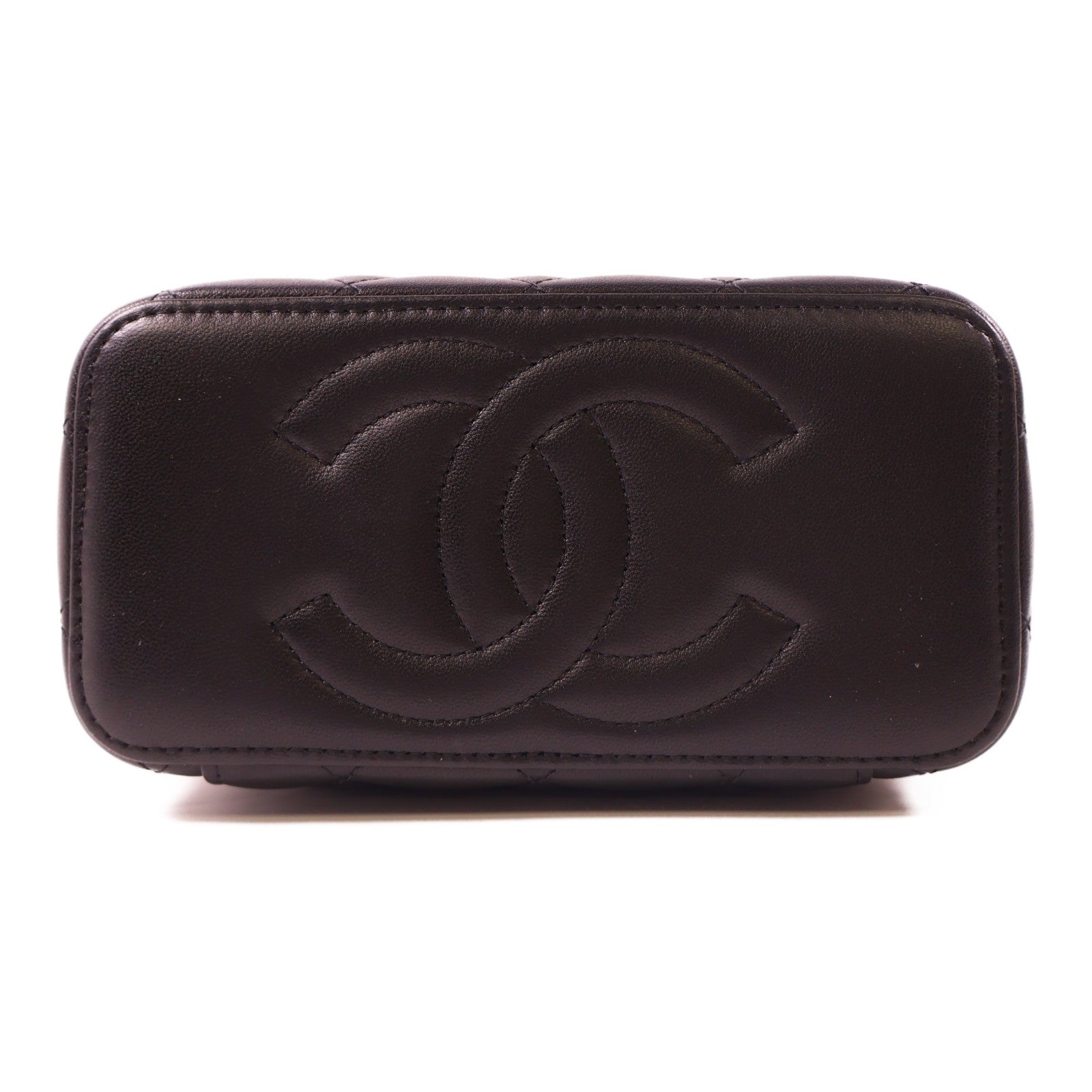 CHANEL 羊皮皮革Clutch With Chain銀扣鏈帶手挽肩背兩用袋黑色