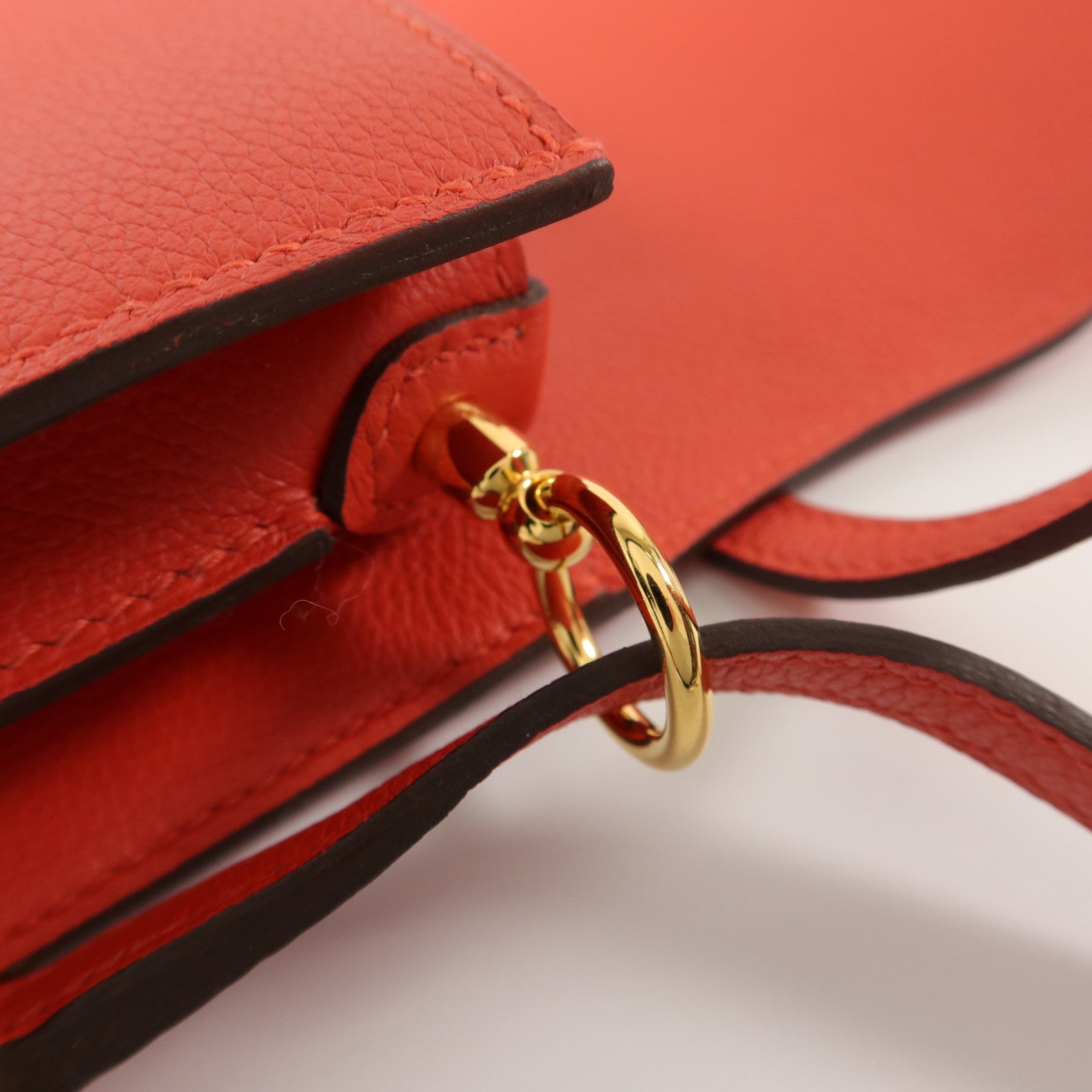 HERMES Evercolor皮革Roulis Mini肩背袋Rouge Tomate