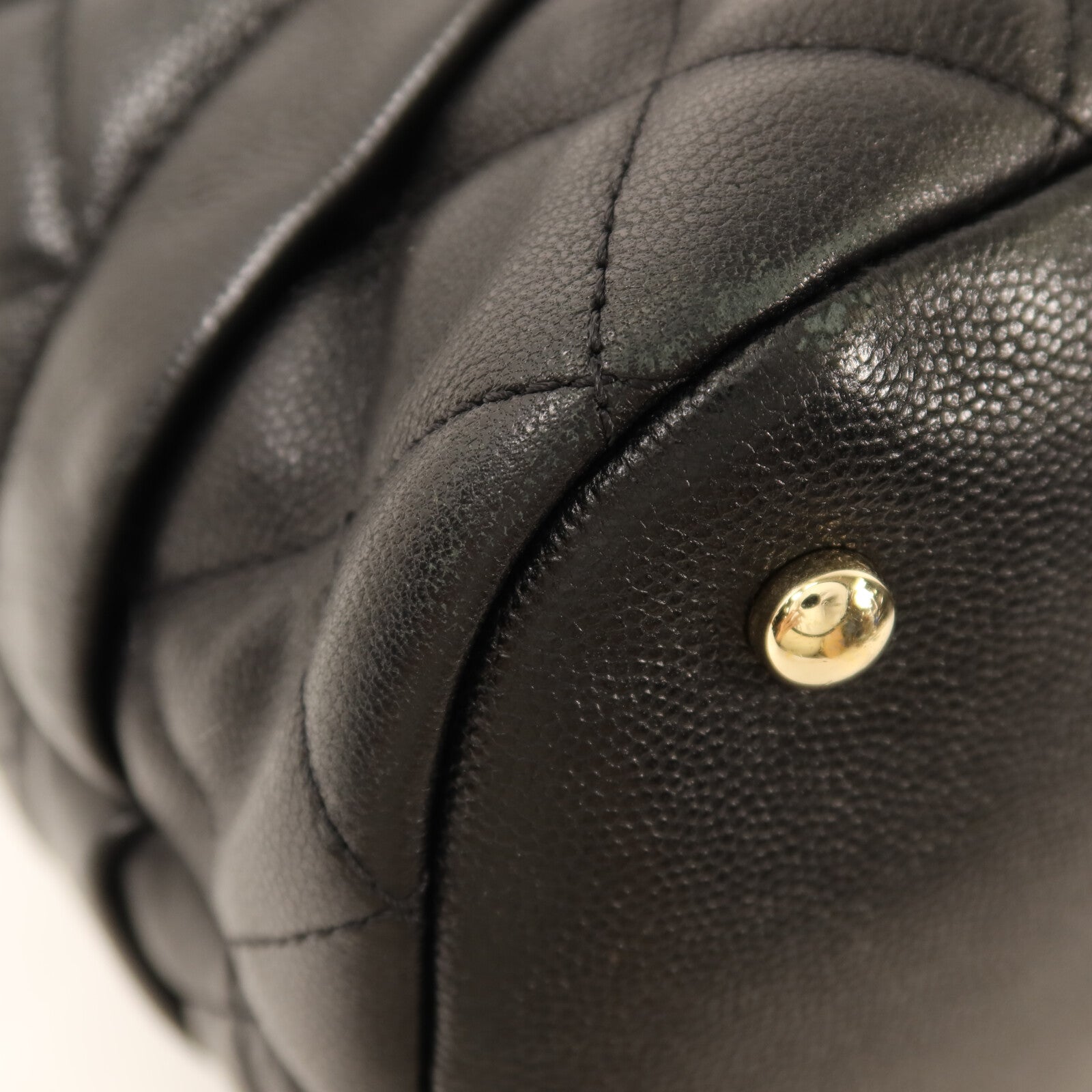 CHANEL 牛皮皮革Bucket Bag金扣鏈帶手挽肩背兩用袋