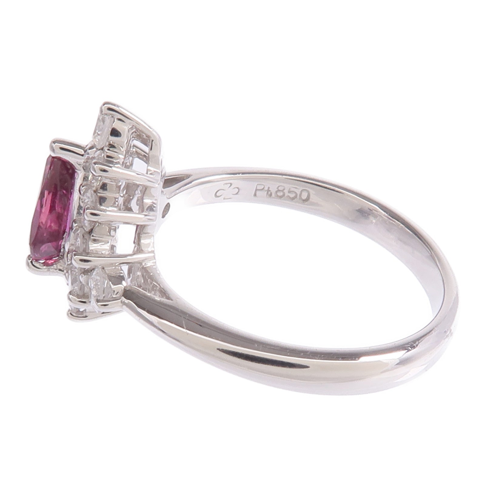 JEWELRY 【激減優惠】PT850鉑金Ruby Diamond Ring紅寶石/鑽石戒指US#5