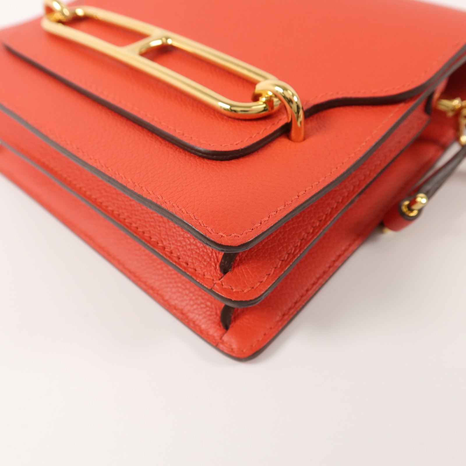 HERMES Evercolor皮革Roulis Mini肩背袋Rouge Tomate