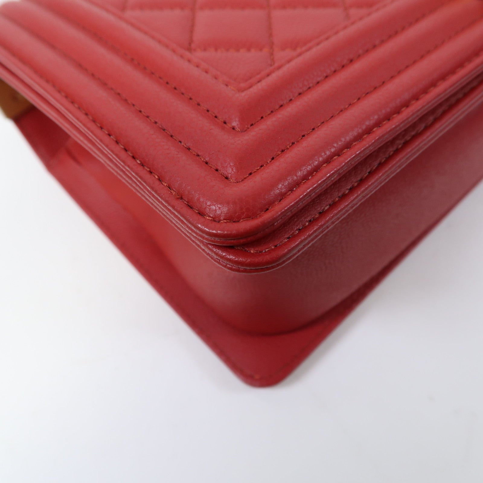 CHANEL 【激減優惠】菱格Caviar皮革Chain Shoulder Bag金扣鏈帶肩背袋紅色